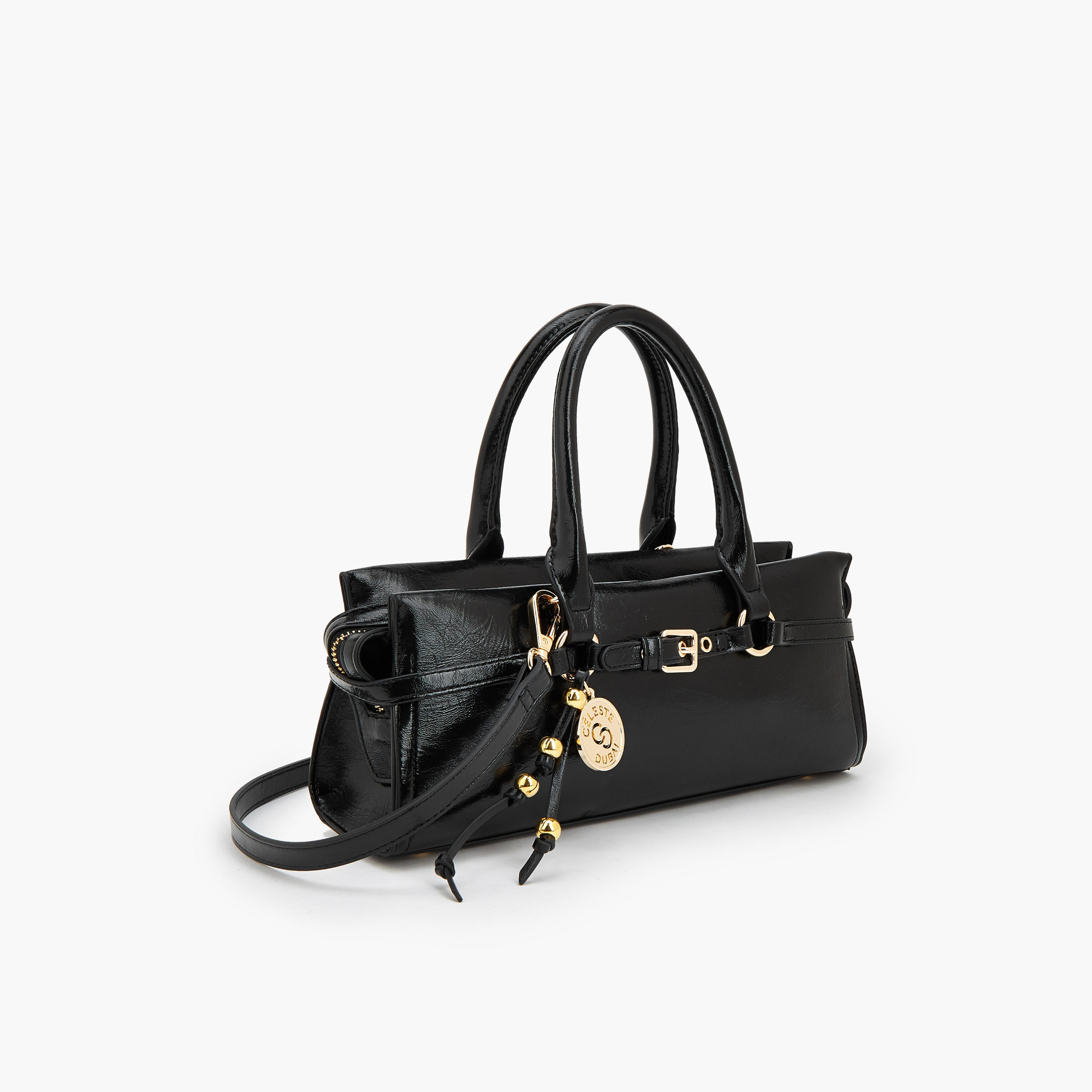 Celeste Buckle Detail Tote Bag with Double Handle-women-bagsandwallets-handbags-image-4