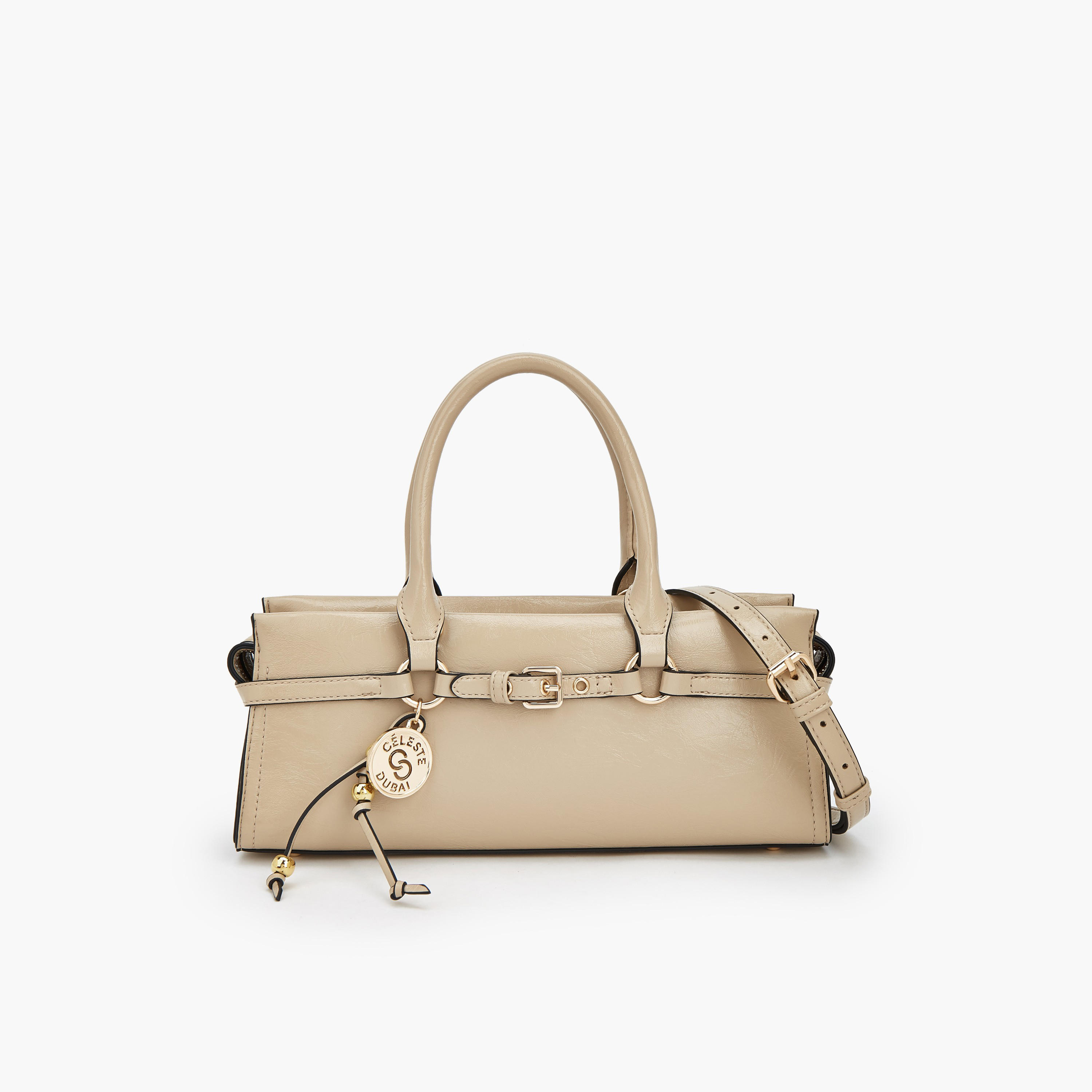 Celeste Buckle Detail Tote Bag with Double Handle-women-bagsandwallets-handbags-image-1