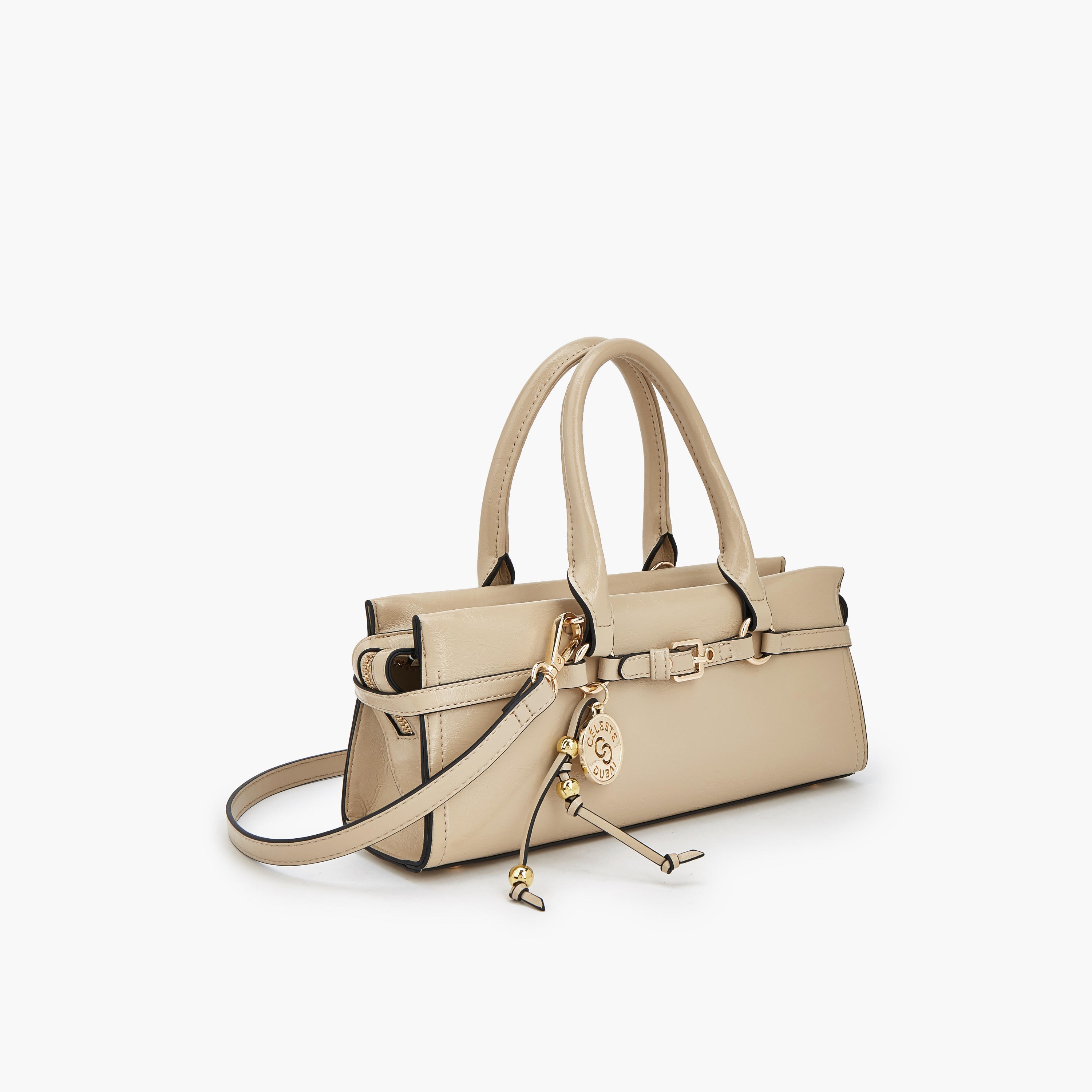 Celeste Buckle Detail Tote Bag with Double Handle-women-bagsandwallets-handbags-image-4