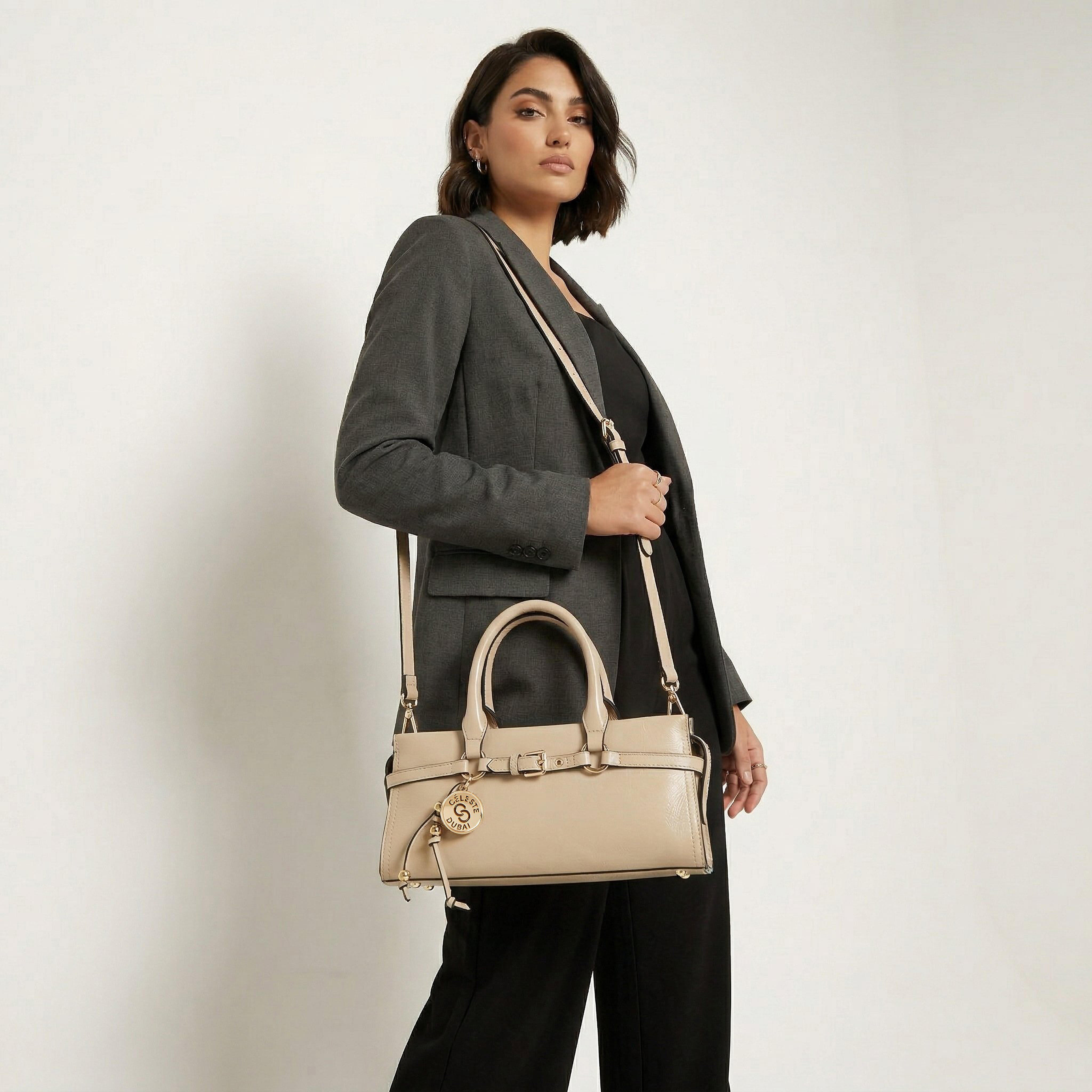 Celeste Buckle Detail Tote Bag with Double Handle-women-bagsandwallets-handbags-image-8
