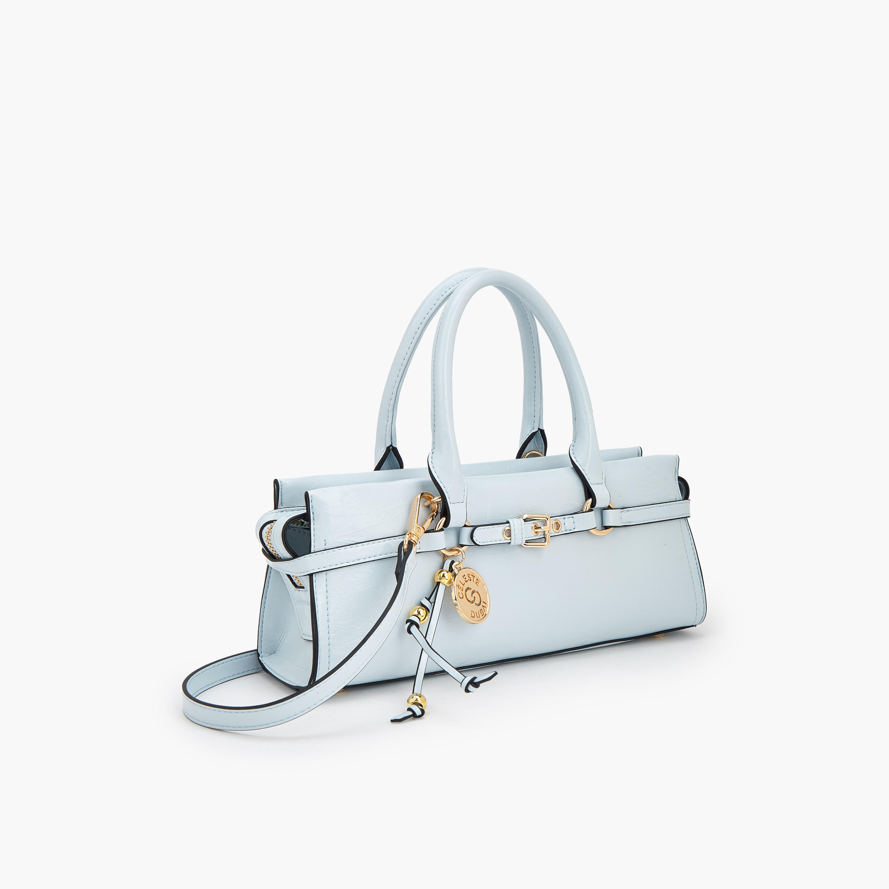 Celeste Buckle Detail Tote Bag with Double Handle-women-bagsandwallets-handbags-image-4