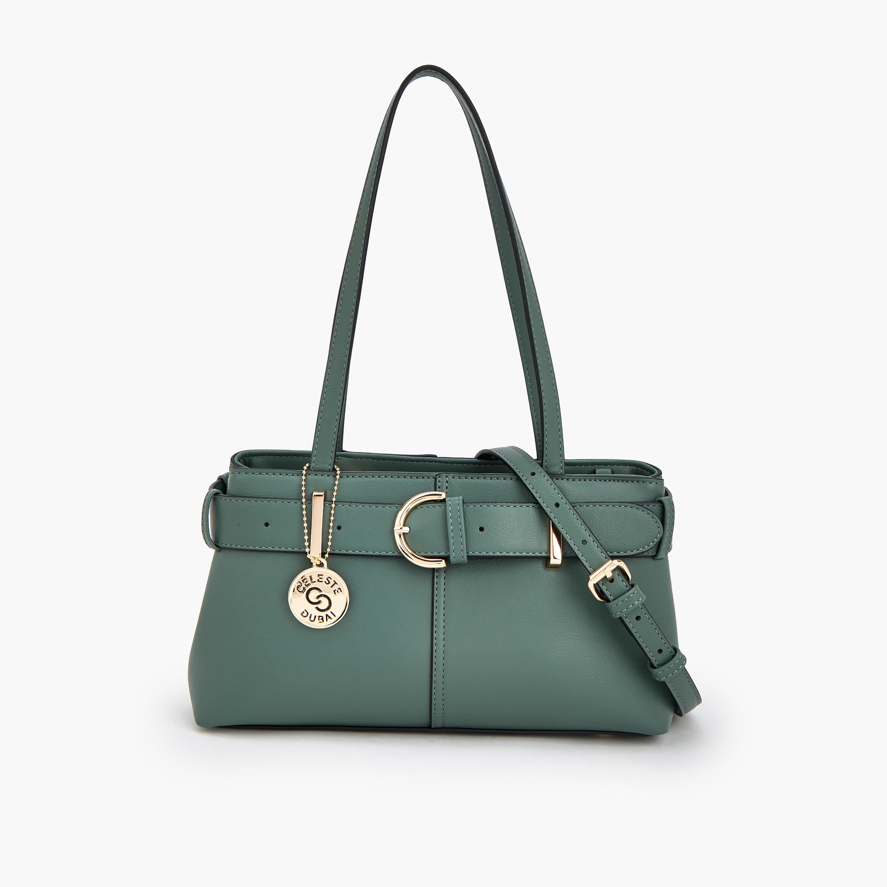 Celeste Buckle Detail Tote Bag with Double Handle-women-bagsandwallets-handbags-image-1