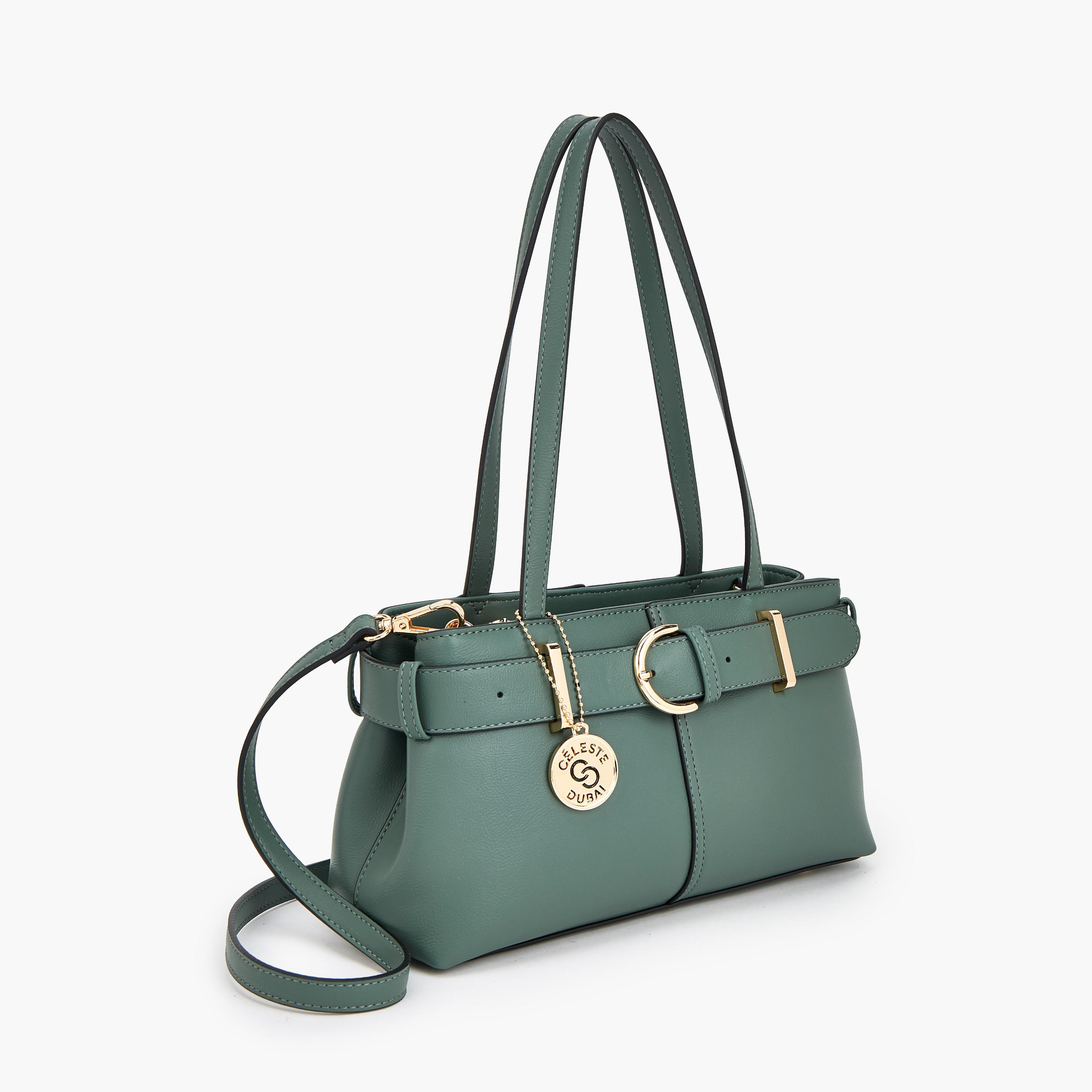 Celeste Buckle Detail Tote Bag with Double Handle-women-bagsandwallets-handbags-image-5