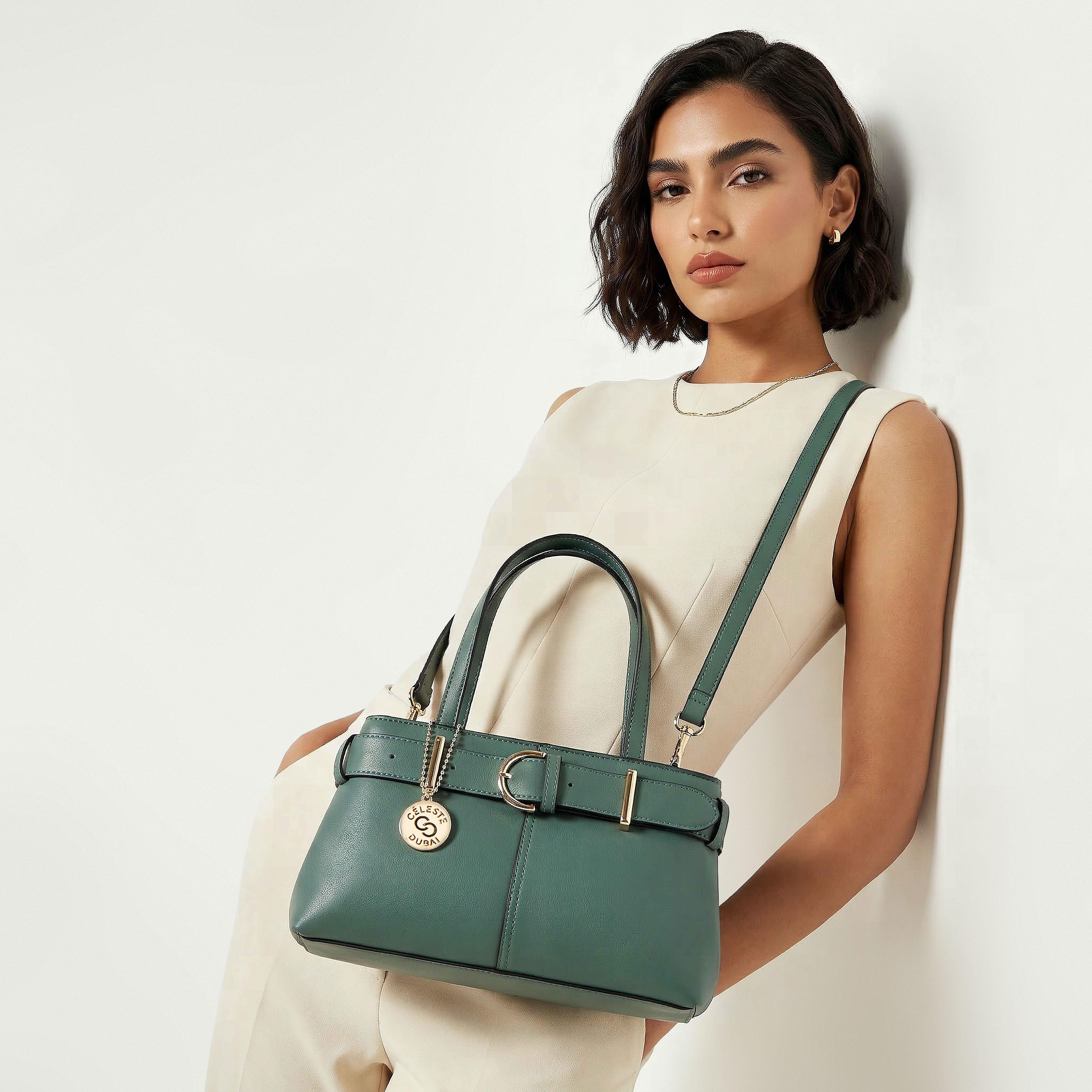Celeste Buckle Detail Tote Bag with Double Handle-women-bagsandwallets-handbags-image-2