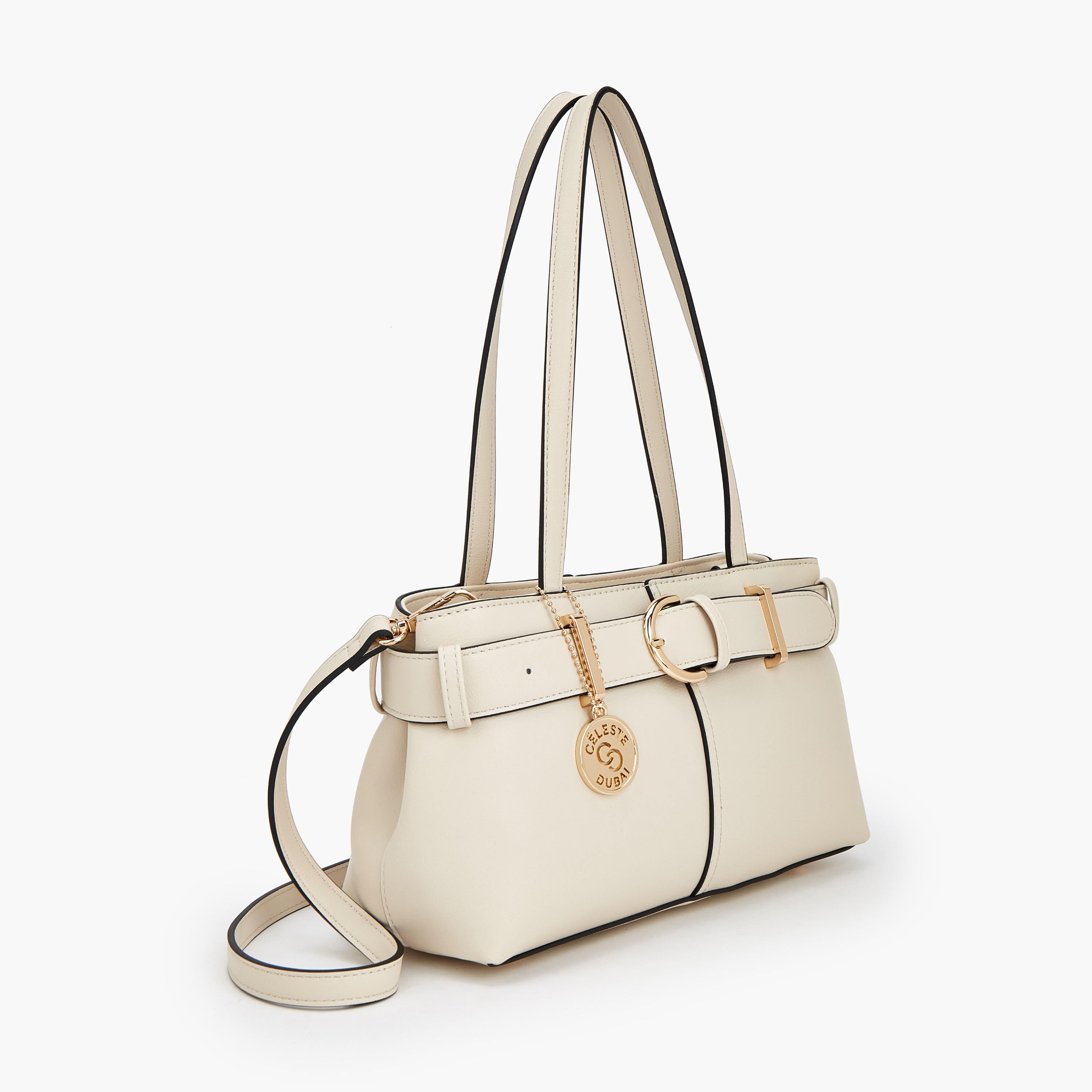 Celeste Buckle Detail Tote Bag with Double Handle-women-bagsandwallets-handbags-image-4