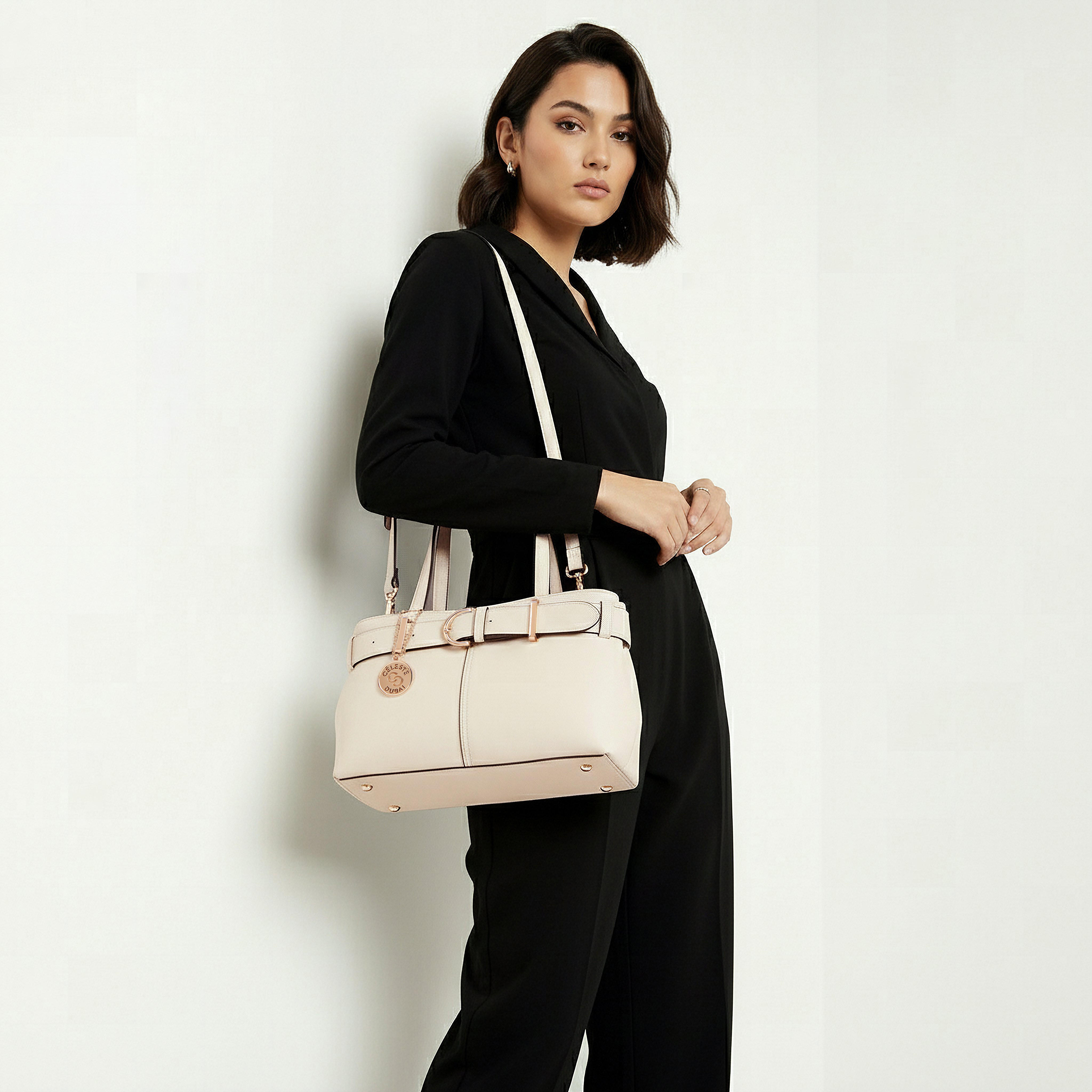 Celeste Buckle Detail Tote Bag with Double Handle-women-bagsandwallets-handbags-image-8