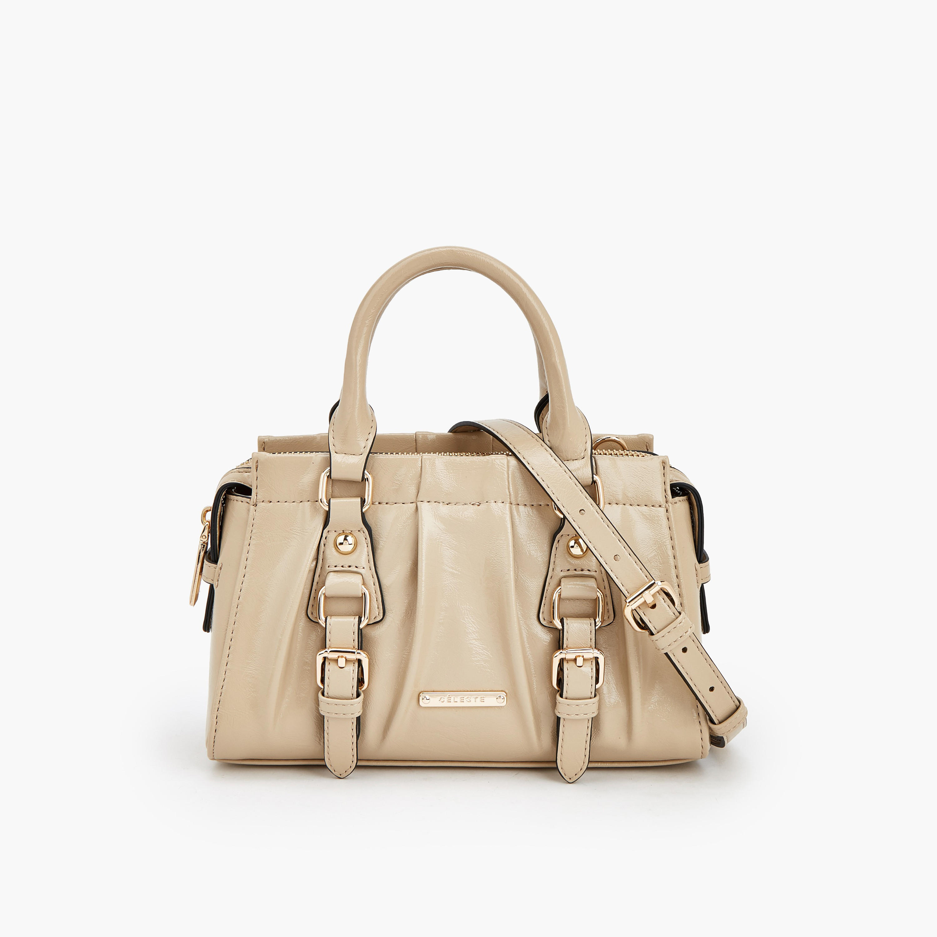 Celeste Buckle Detail Tote Bag with Double Handle-women-bagsandwallets-handbags-image-1