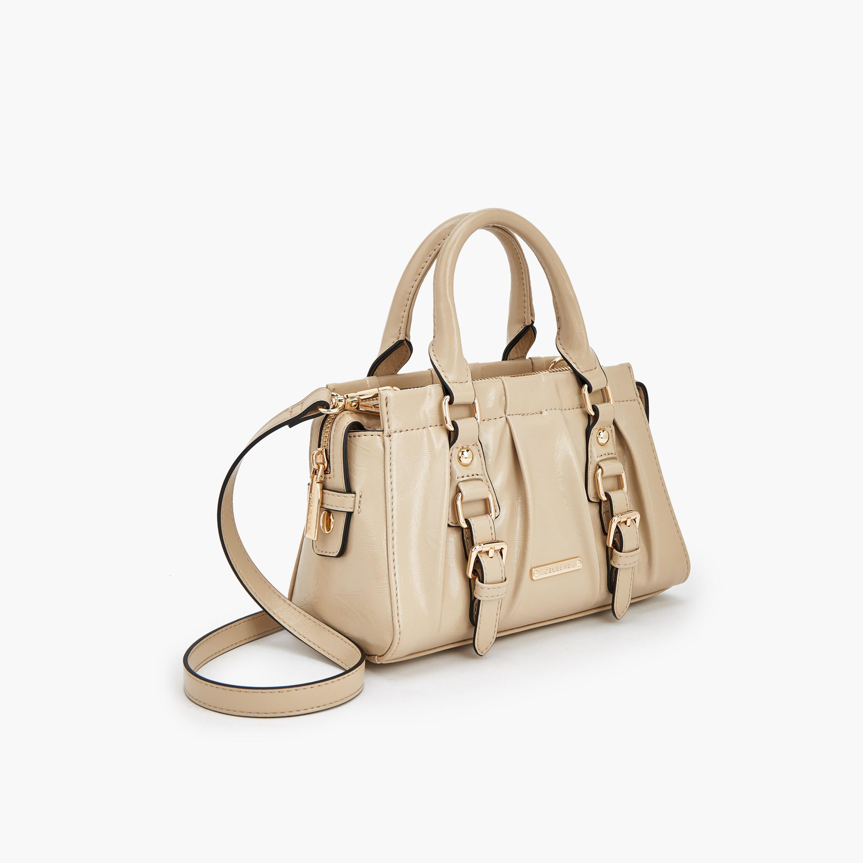 Celeste Buckle Detail Tote Bag with Double Handle-women-bagsandwallets-handbags-image-4