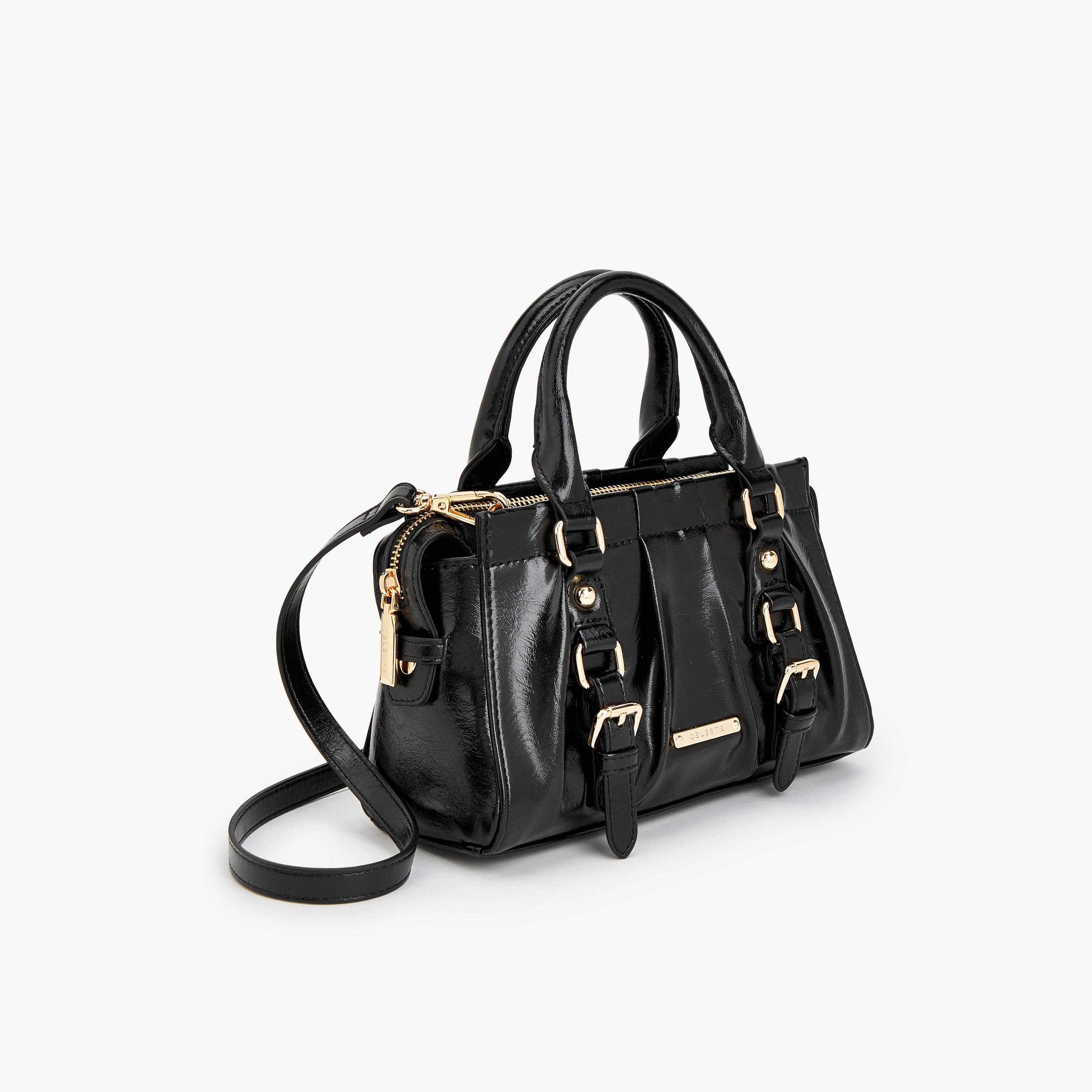Celeste Buckle Detail Tote Bag with Double Handle-women-bagsandwallets-handbags-image-4