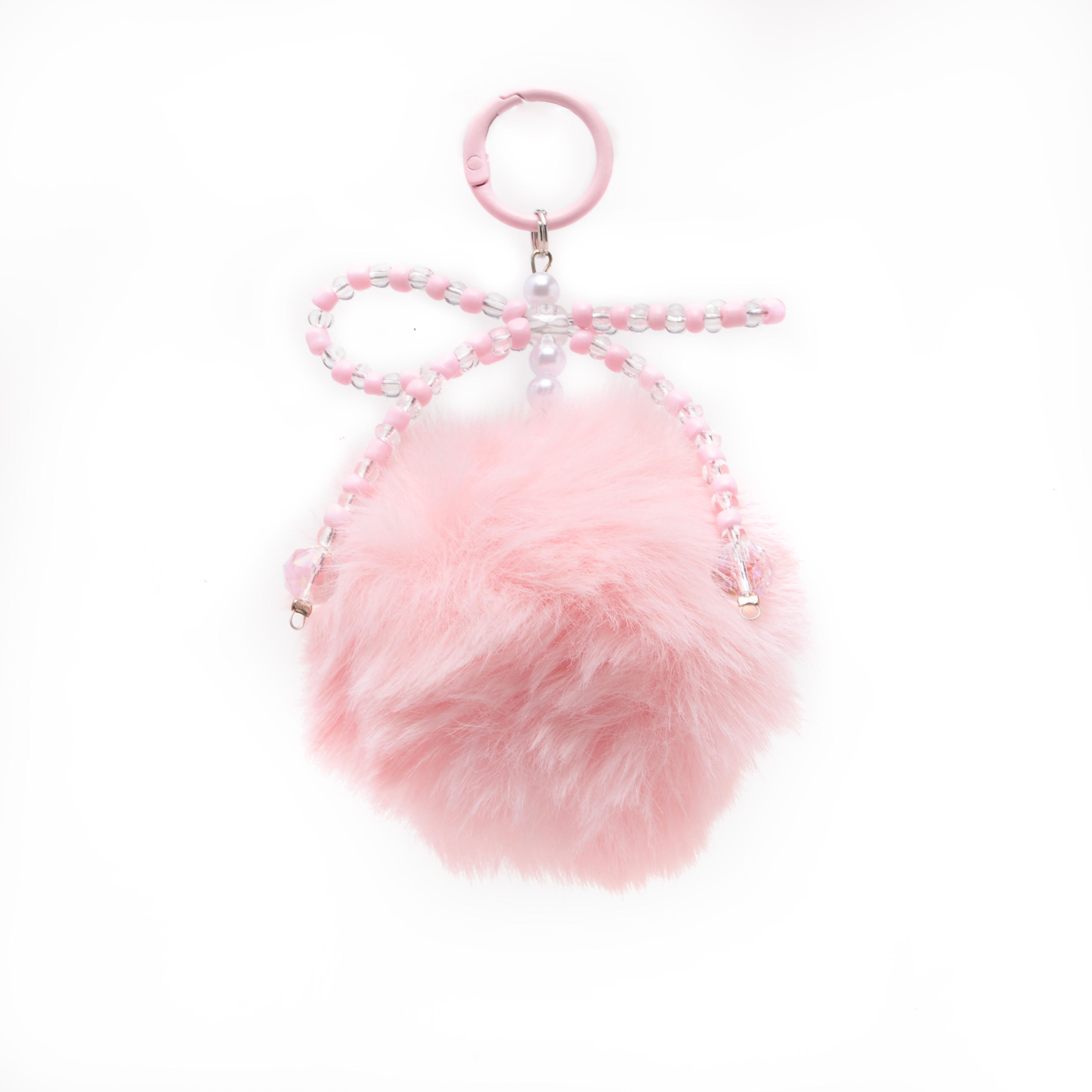 Keychain with Fluffy Ball Charm-girls-accessories-keyringsandbagcharms-image-1