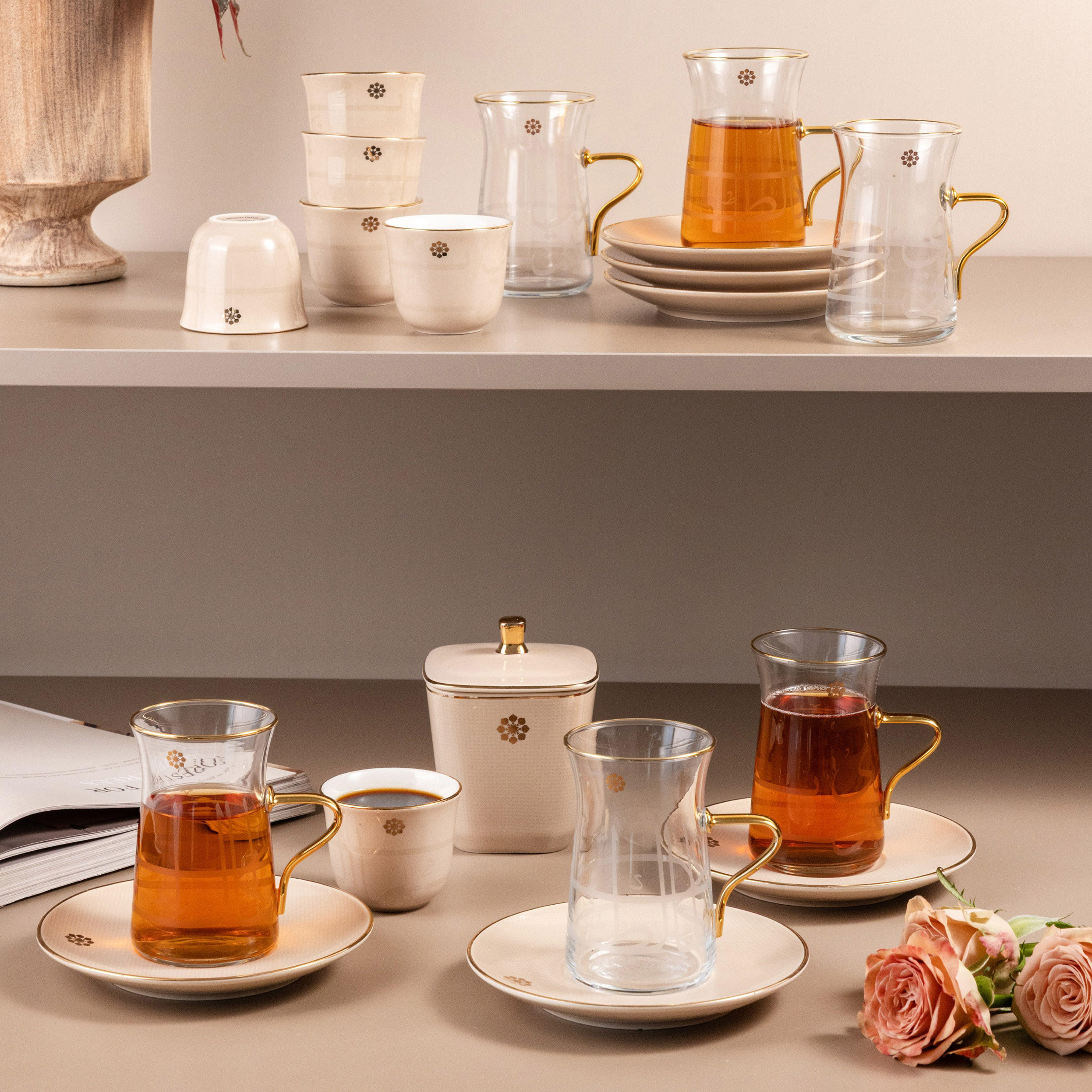 19-Piece Floral Print Tea Cup and Saucer Set-household-dining-teaandcoffee-teaandcoffeesets-image-5