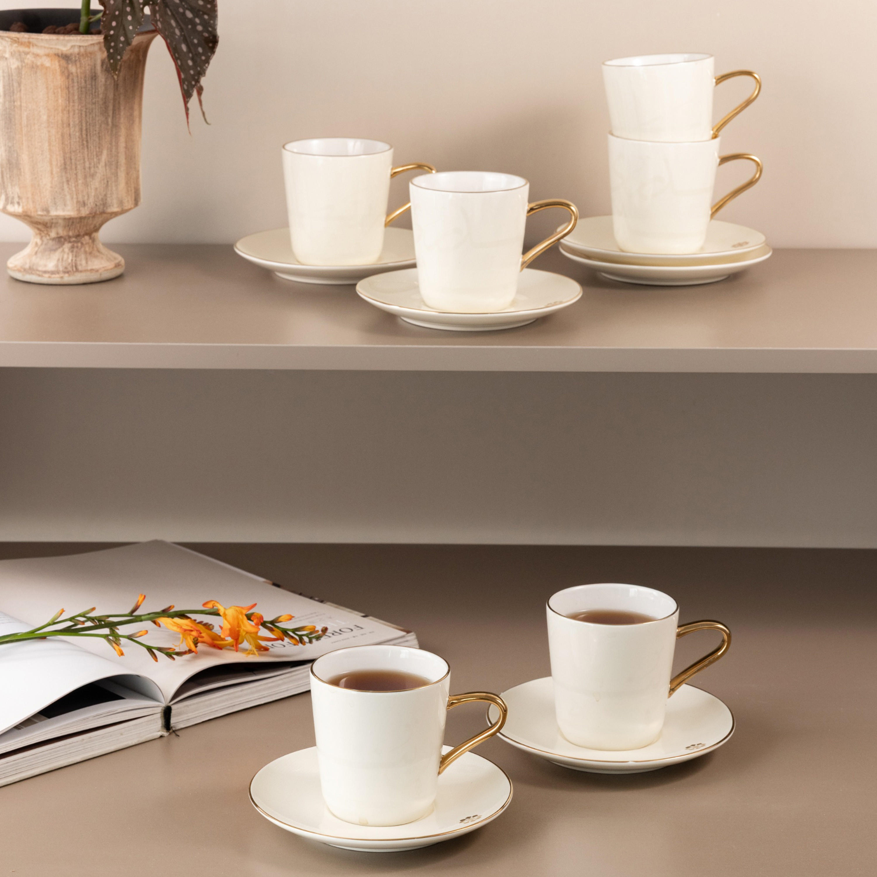 12-Piece Porcelain Cup and Saucer Set - 240 ml-household-dining-teaandcoffee-teaandcoffeesets-image-1