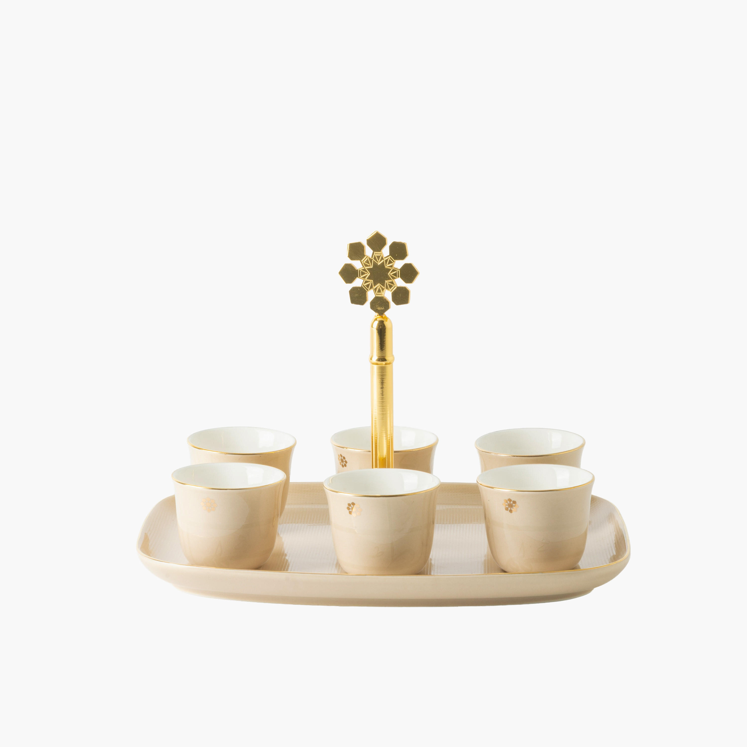 7-Piece Porcelain Kahwa Cup and Tray Set-household-dining-teaandcoffee-teaandcoffeesets-image-1