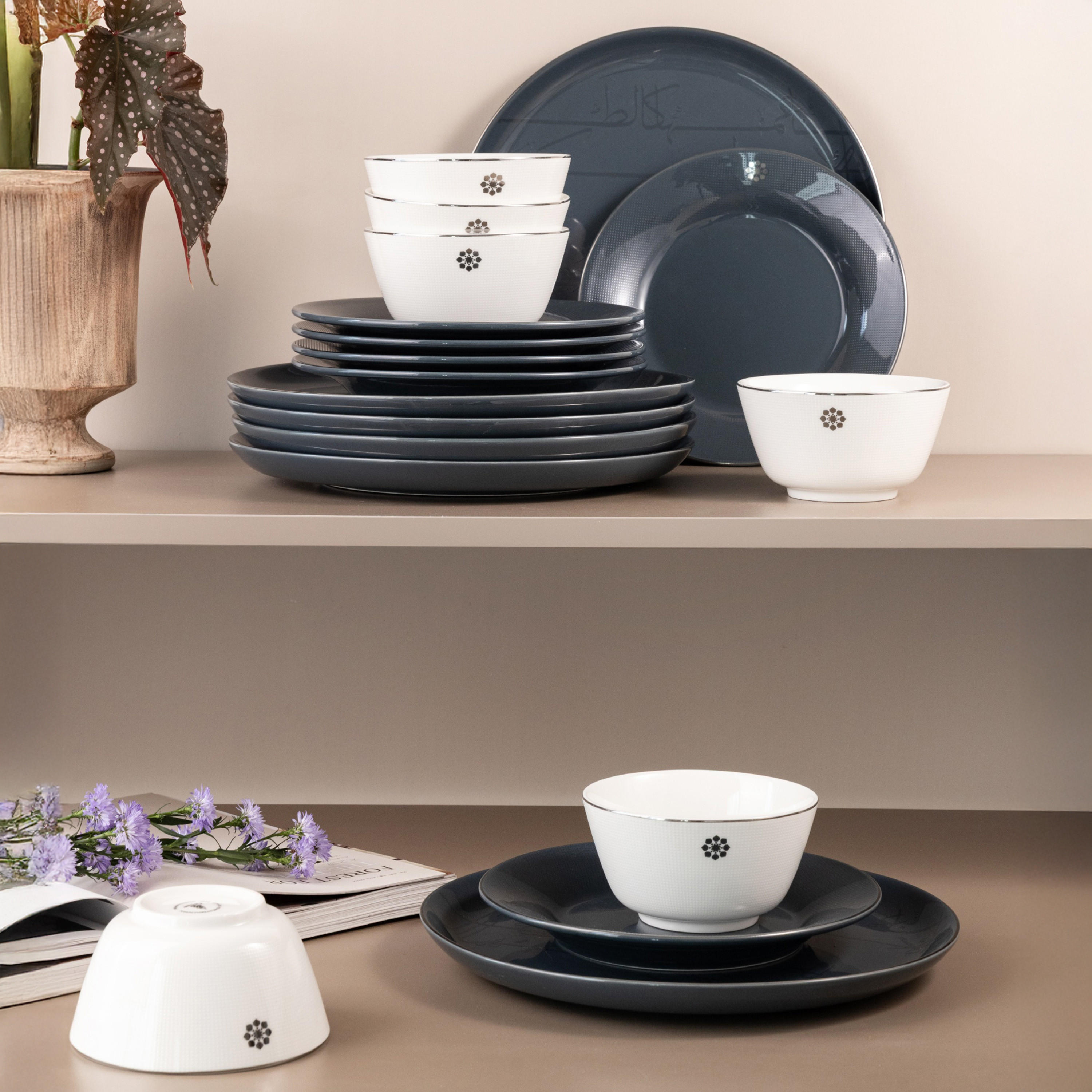 18-Piece Porcelain Dinner Plate and Bowl Set-household-dining-dinnerware-dinnersets-image-2