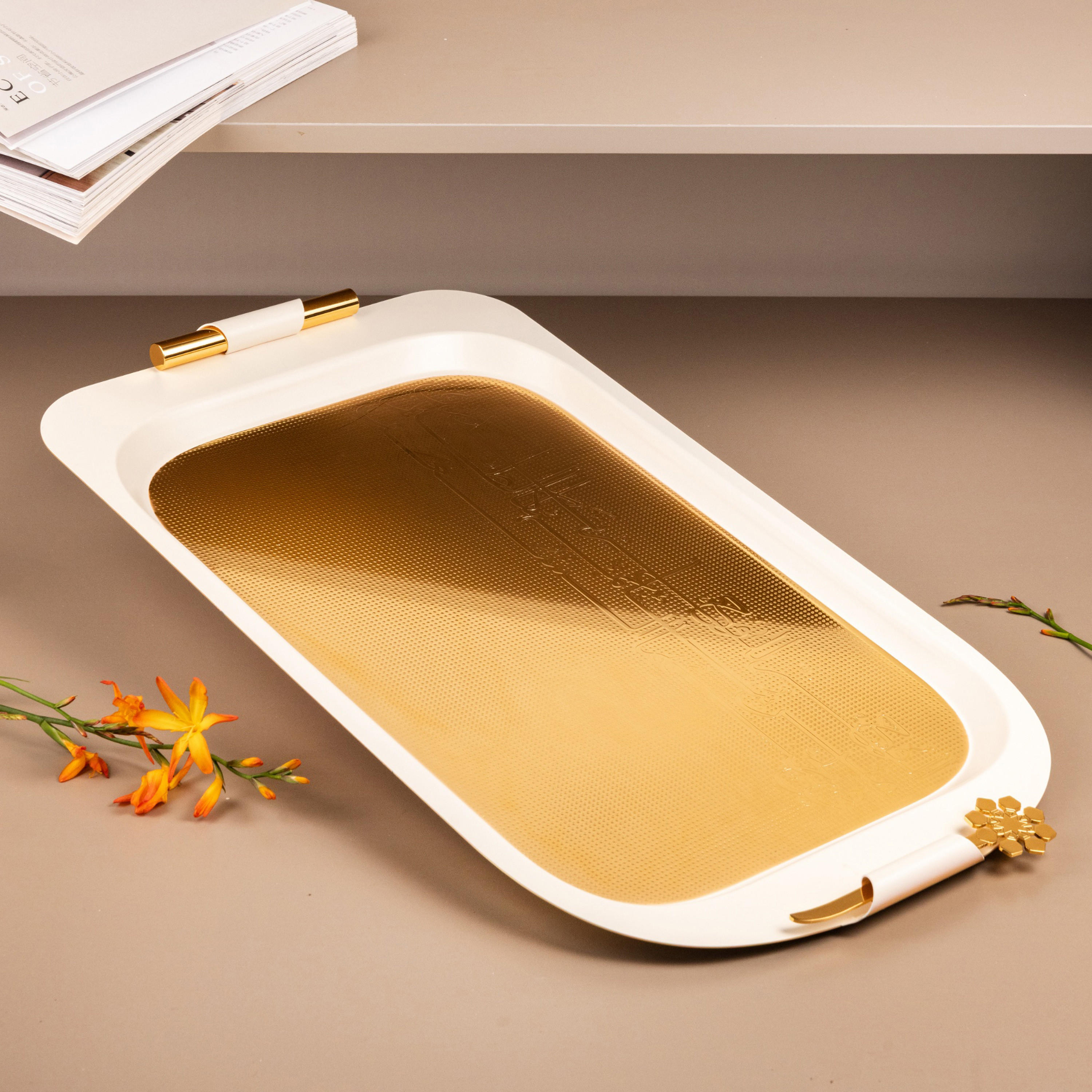 Metallic Accent Serving Tray - 53x31 cms-household-dining-serveware-servingtrays-image-2