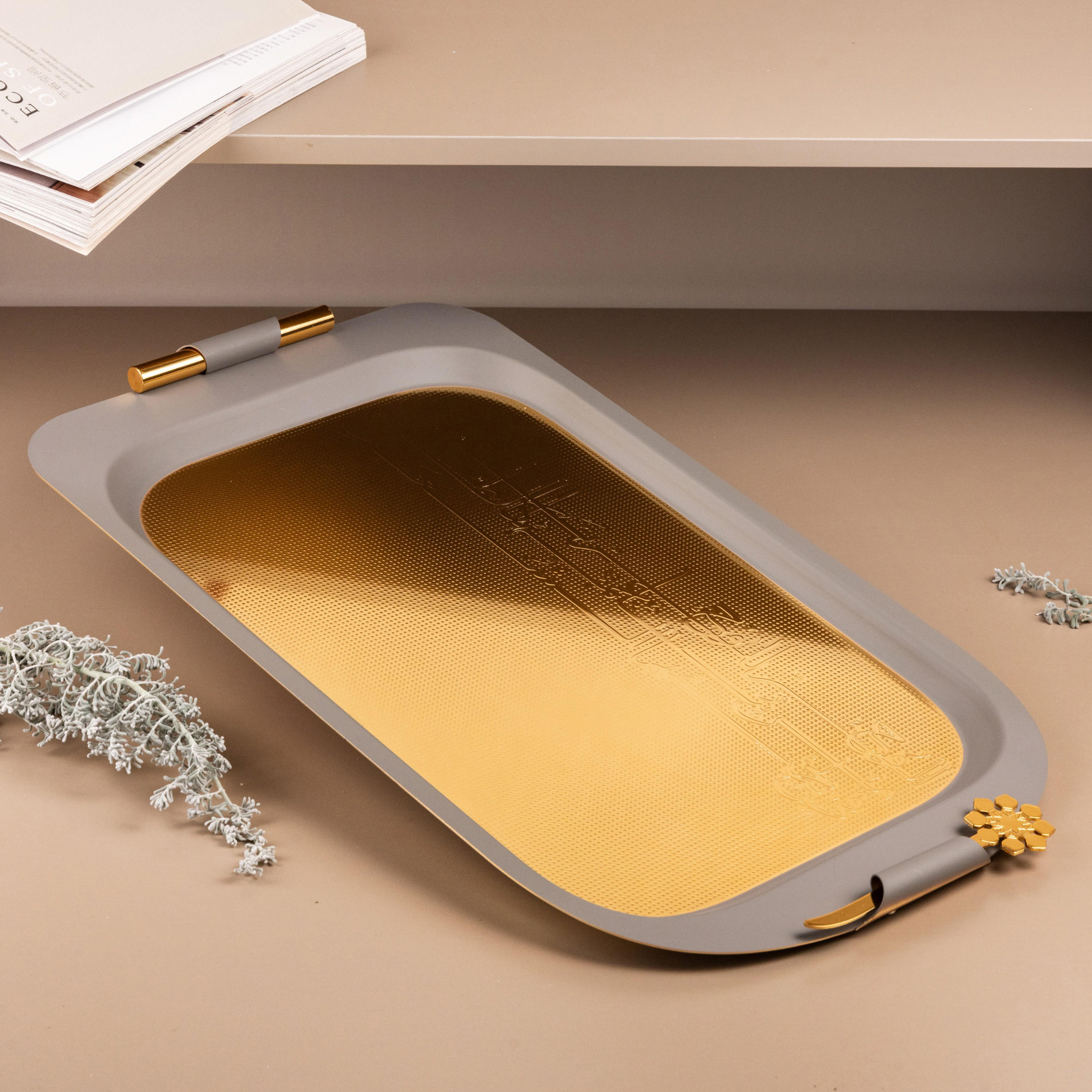 Mirral Rectangular Serving Tray with Handle - 53x31 cms-household-dining-serveware-servingtrays-image-3