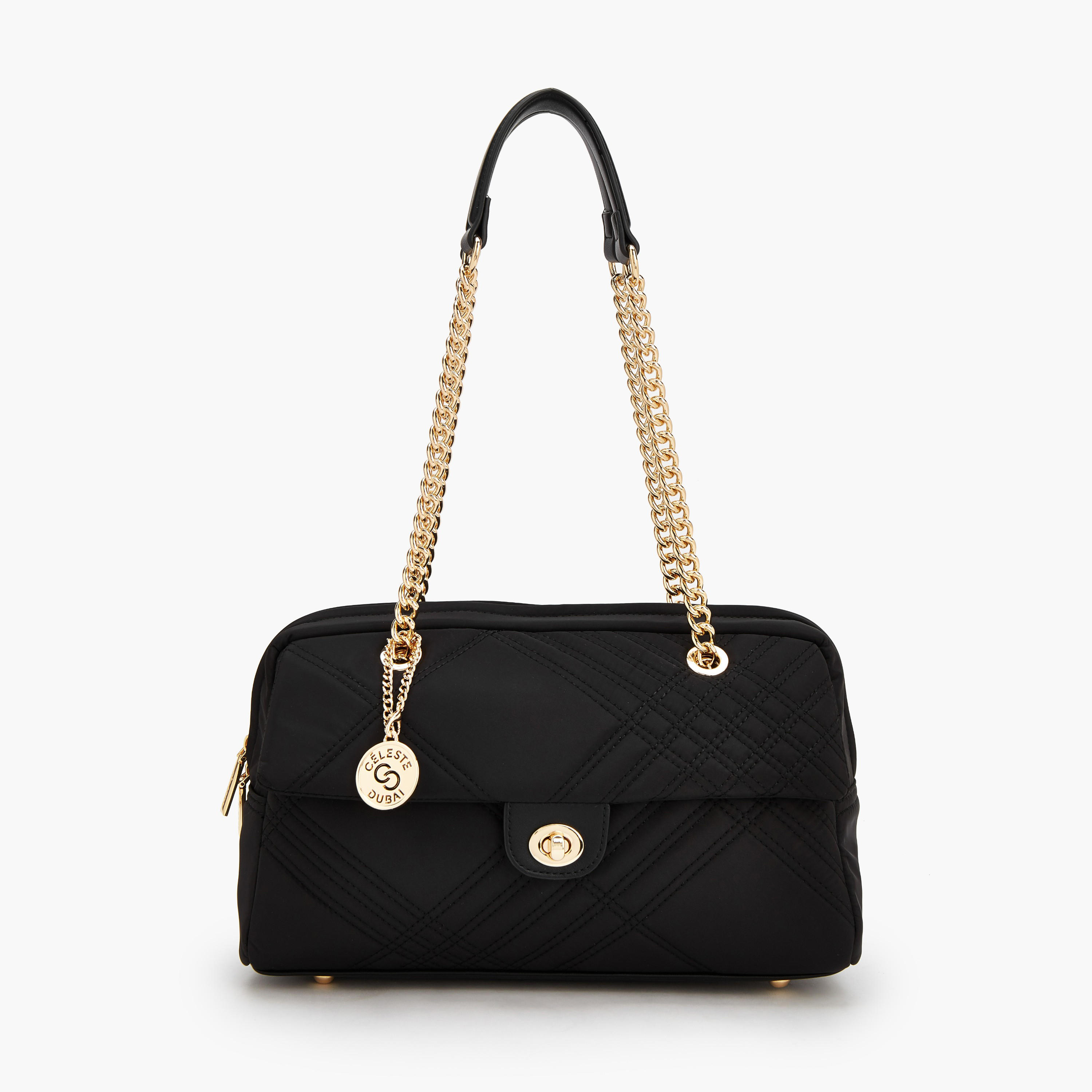 Celeste Quilted Shoulder Bag with Zip Closure-women-bagsandwallets-handbags-image-1