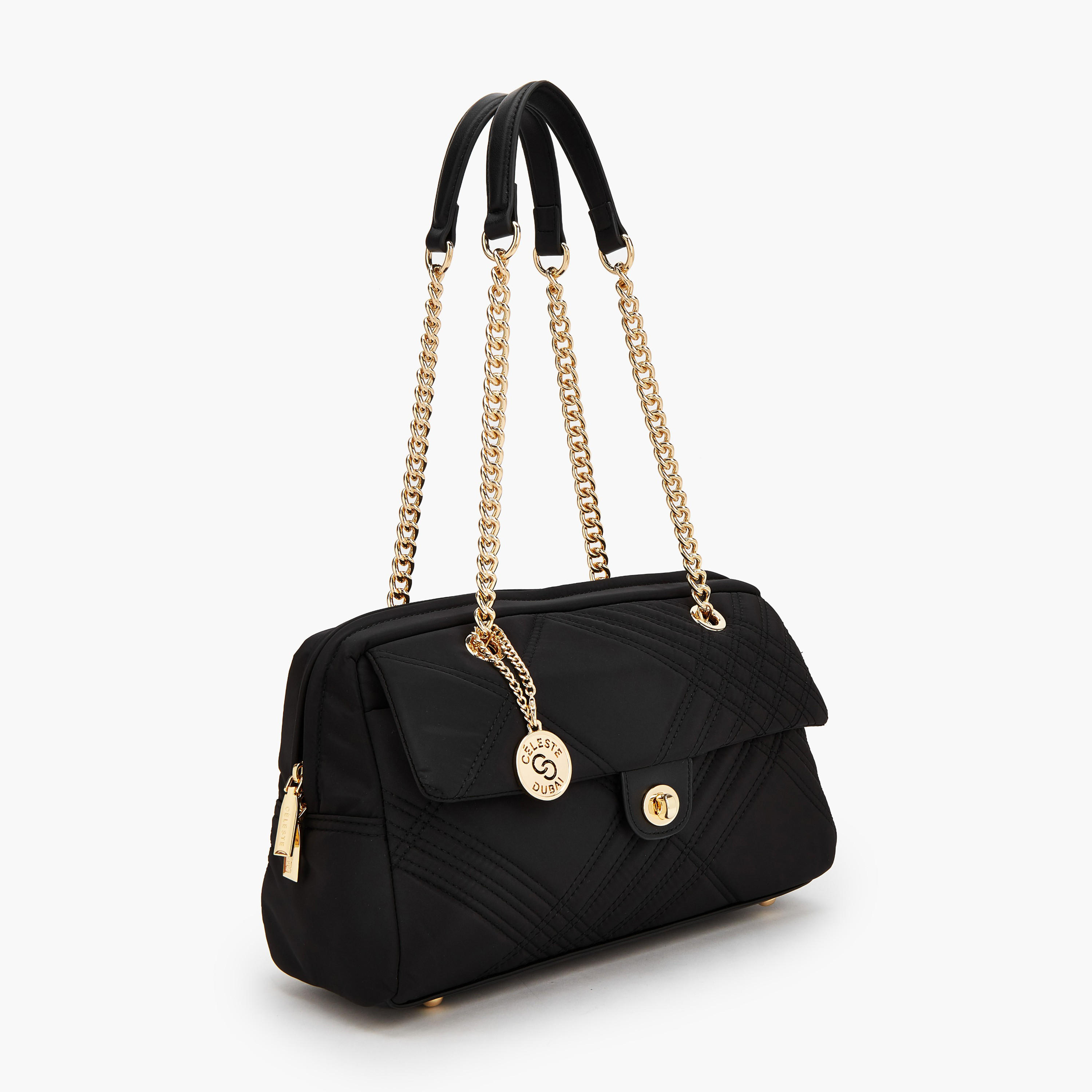 Celeste Quilted Shoulder Bag with Zip Closure-women-bagsandwallets-handbags-image-2