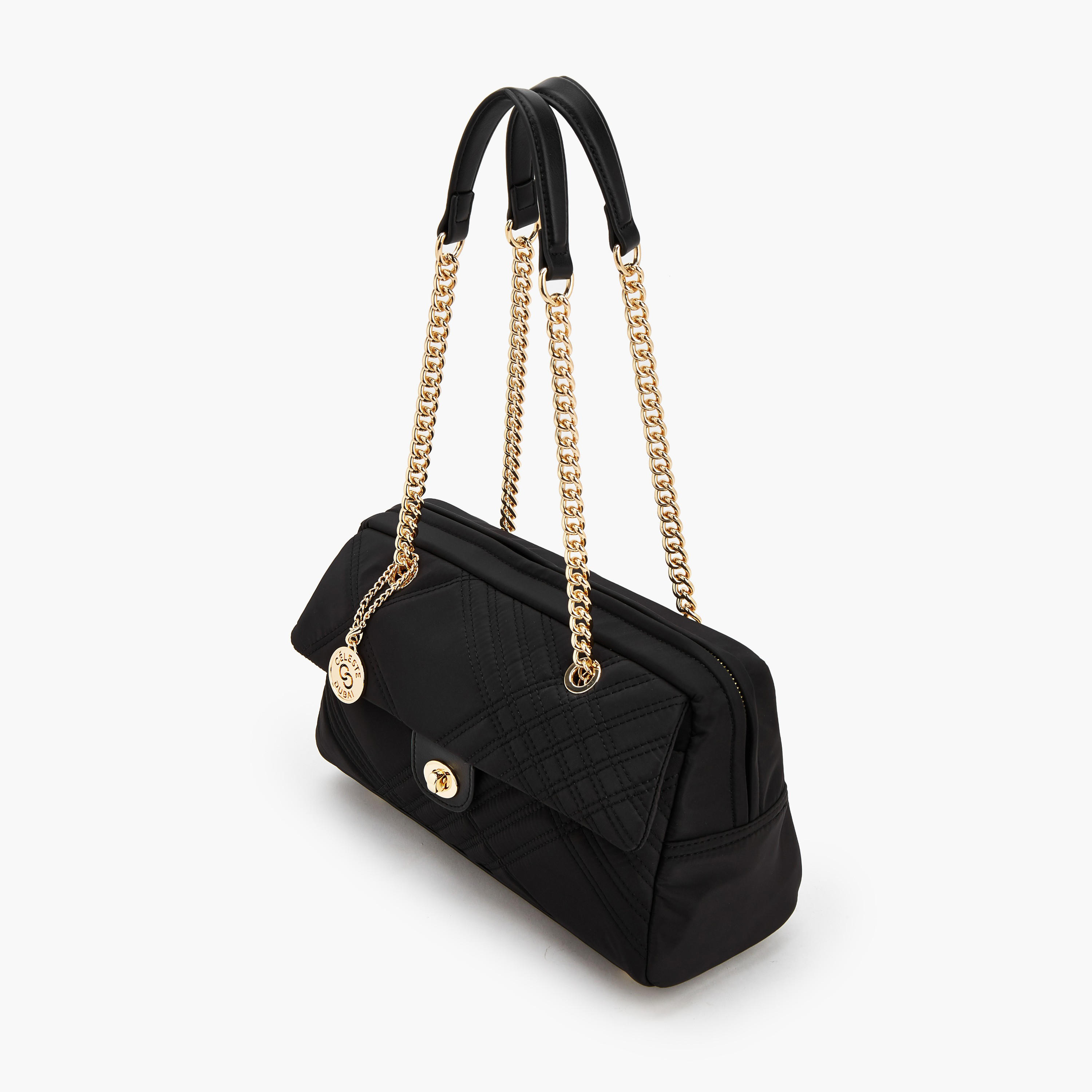 Celeste Quilted Shoulder Bag with Zip Closure-women-bagsandwallets-handbags-image-5