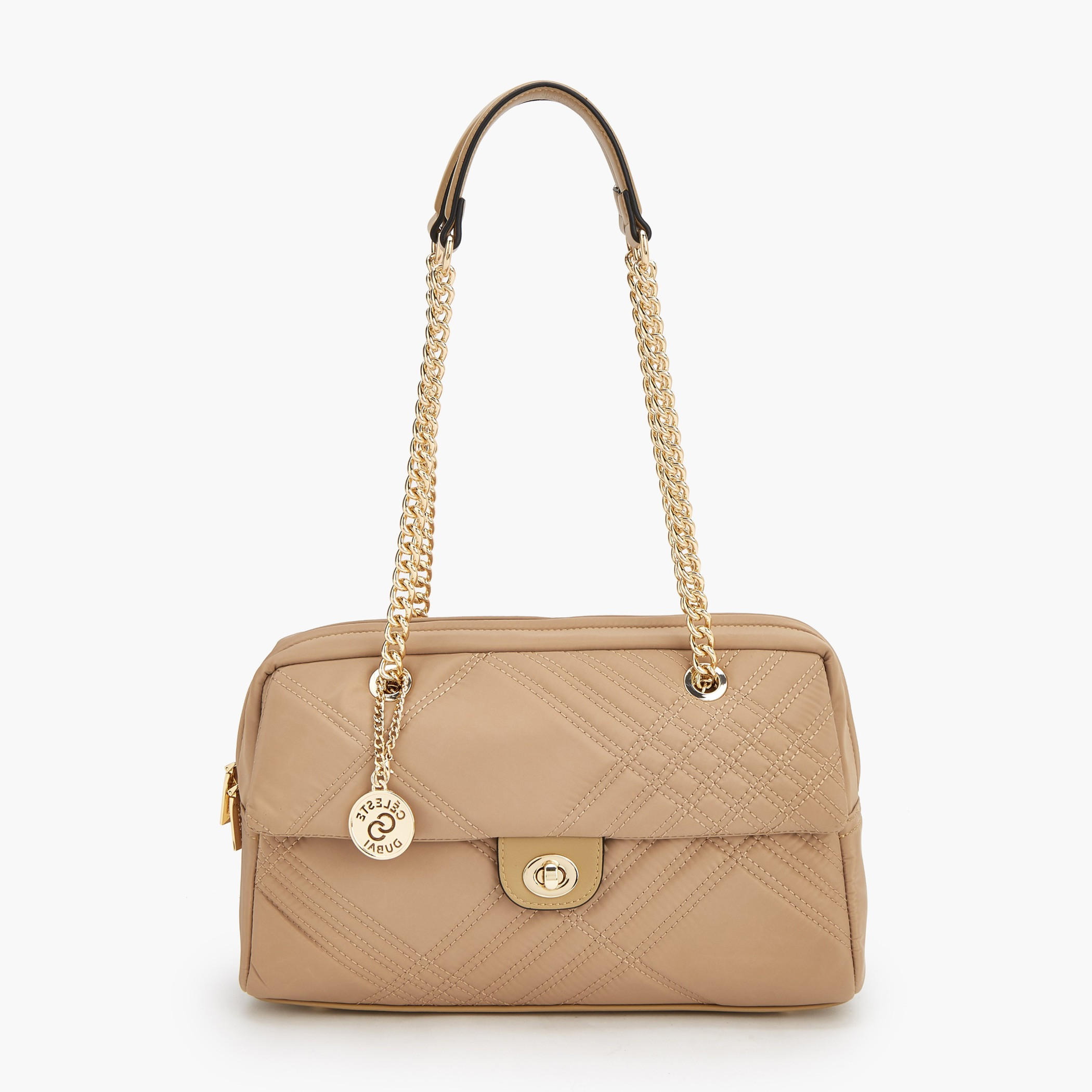 Celeste Quilted Shoulder Bag with Zip Closure-women-bagsandwallets-handbags-image-1