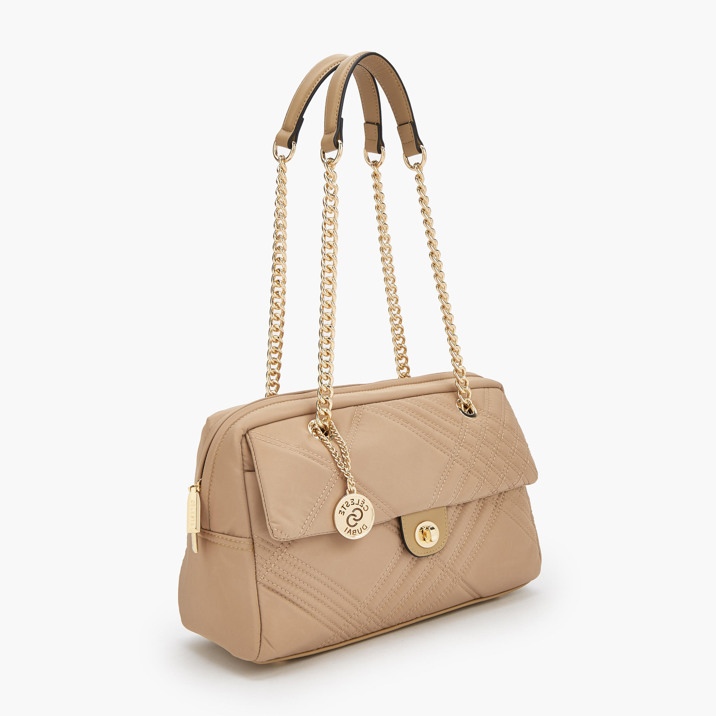 Celeste Quilted Shoulder Bag with Zip Closure-women-bagsandwallets-handbags-image-2