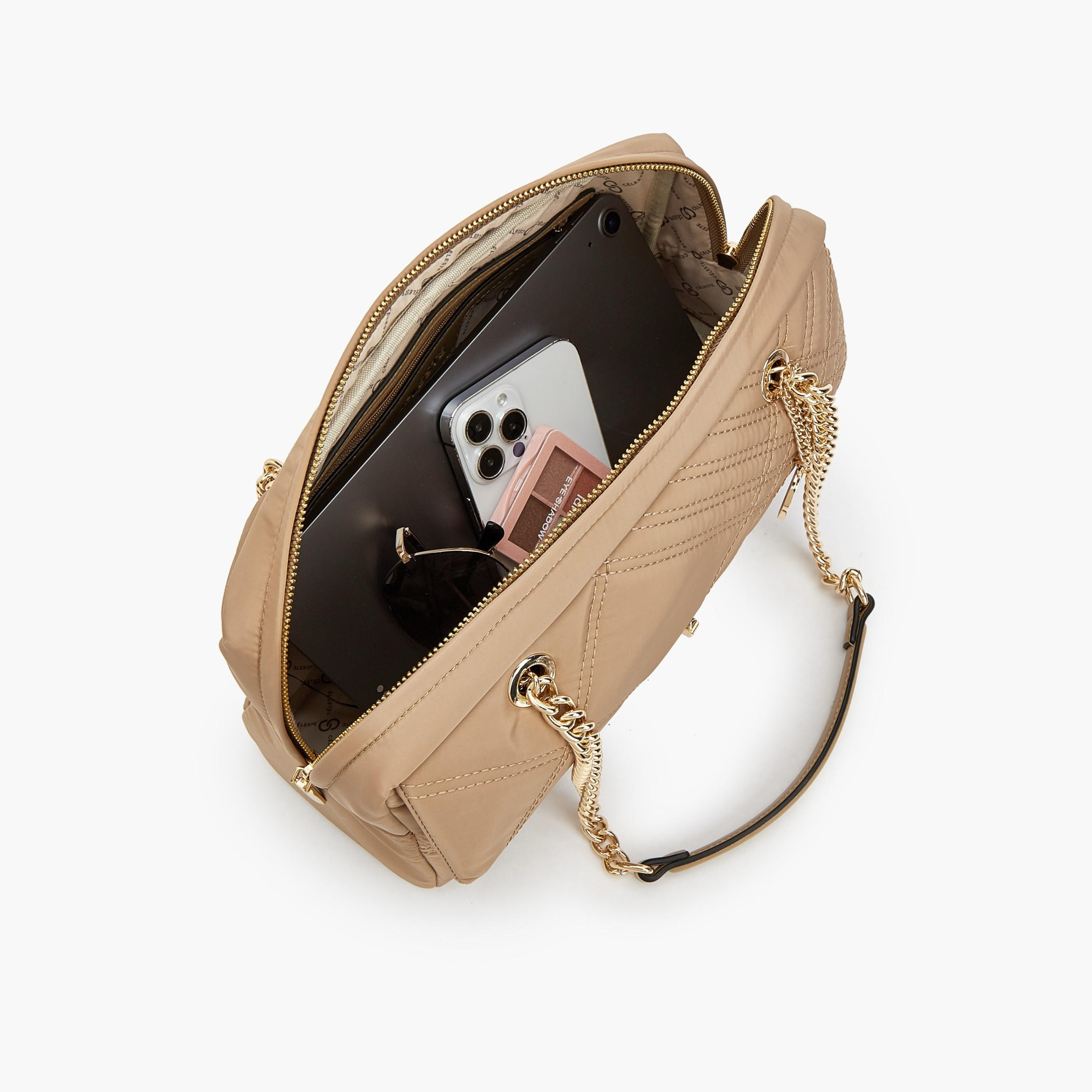 Celeste Quilted Shoulder Bag with Zip Closure-women-bagsandwallets-handbags-image-7