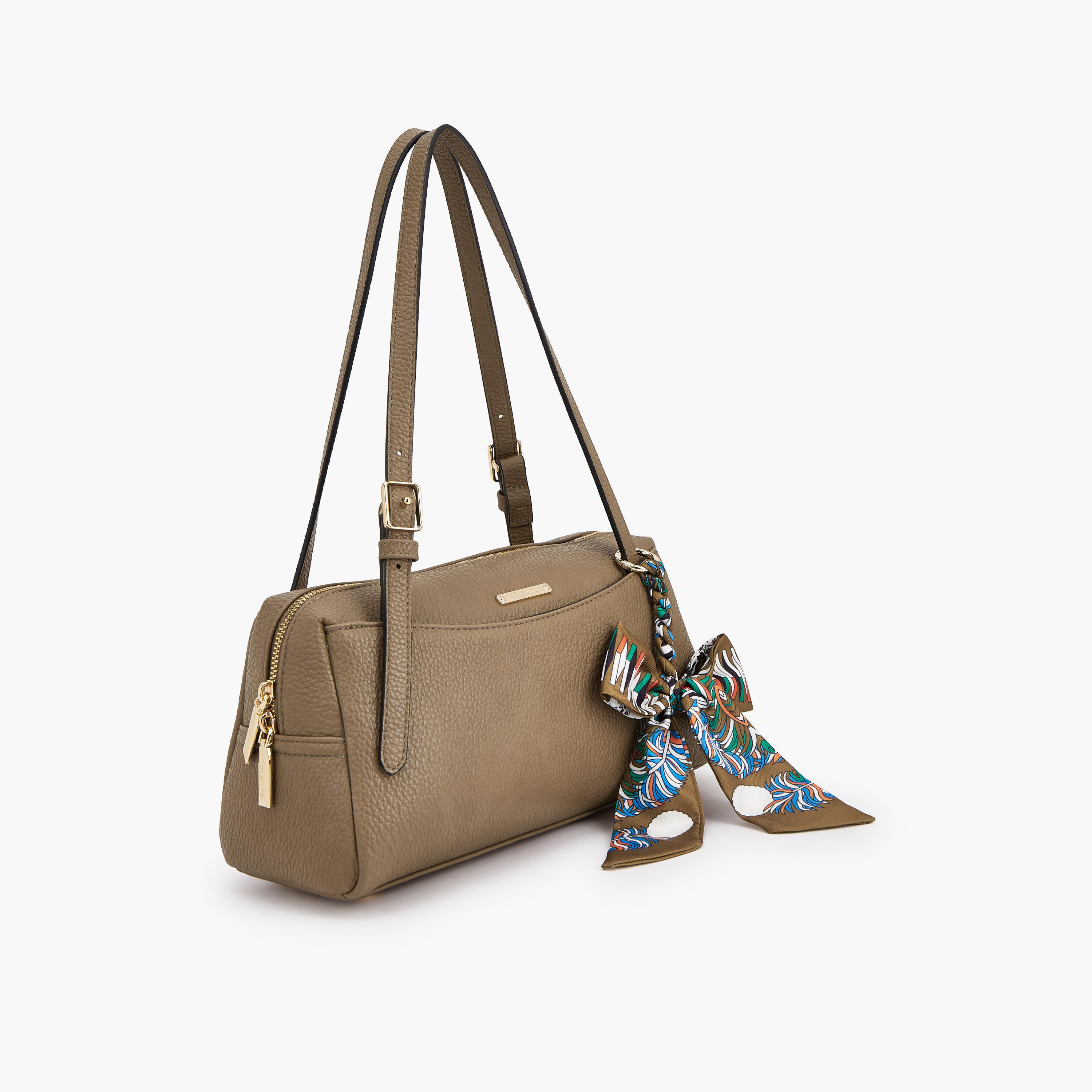 Celeste Textured Shoulder Bag with Scarf Detail-women-bagsandwallets-handbags-image-2