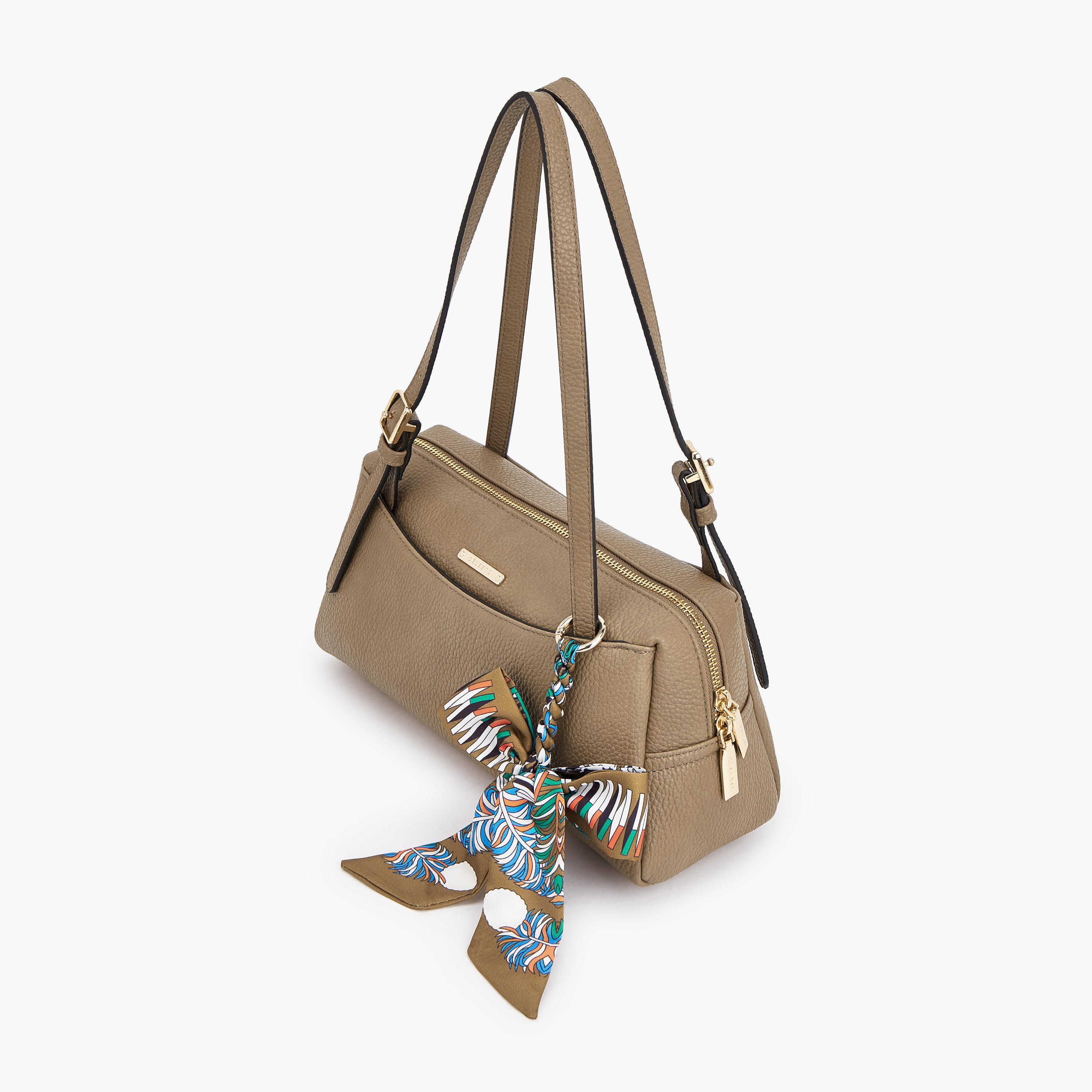 Celeste Textured Shoulder Bag with Scarf Detail-women-bagsandwallets-handbags-image-4