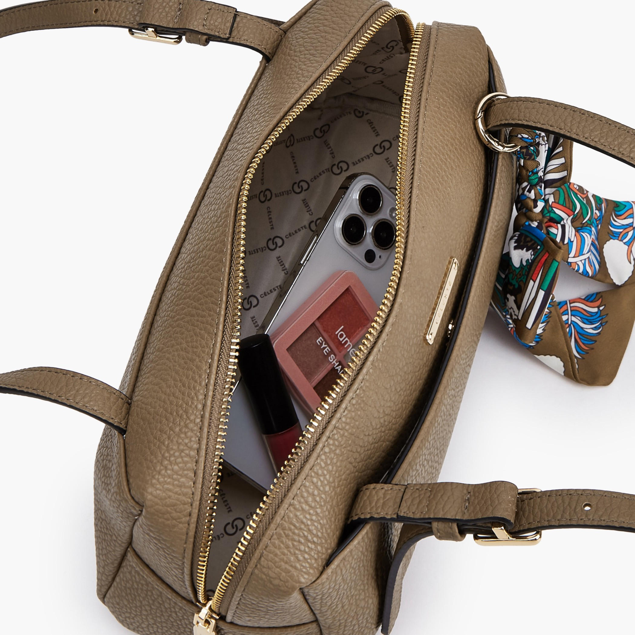 Celeste Textured Shoulder Bag with Scarf Detail-women-bagsandwallets-handbags-image-6