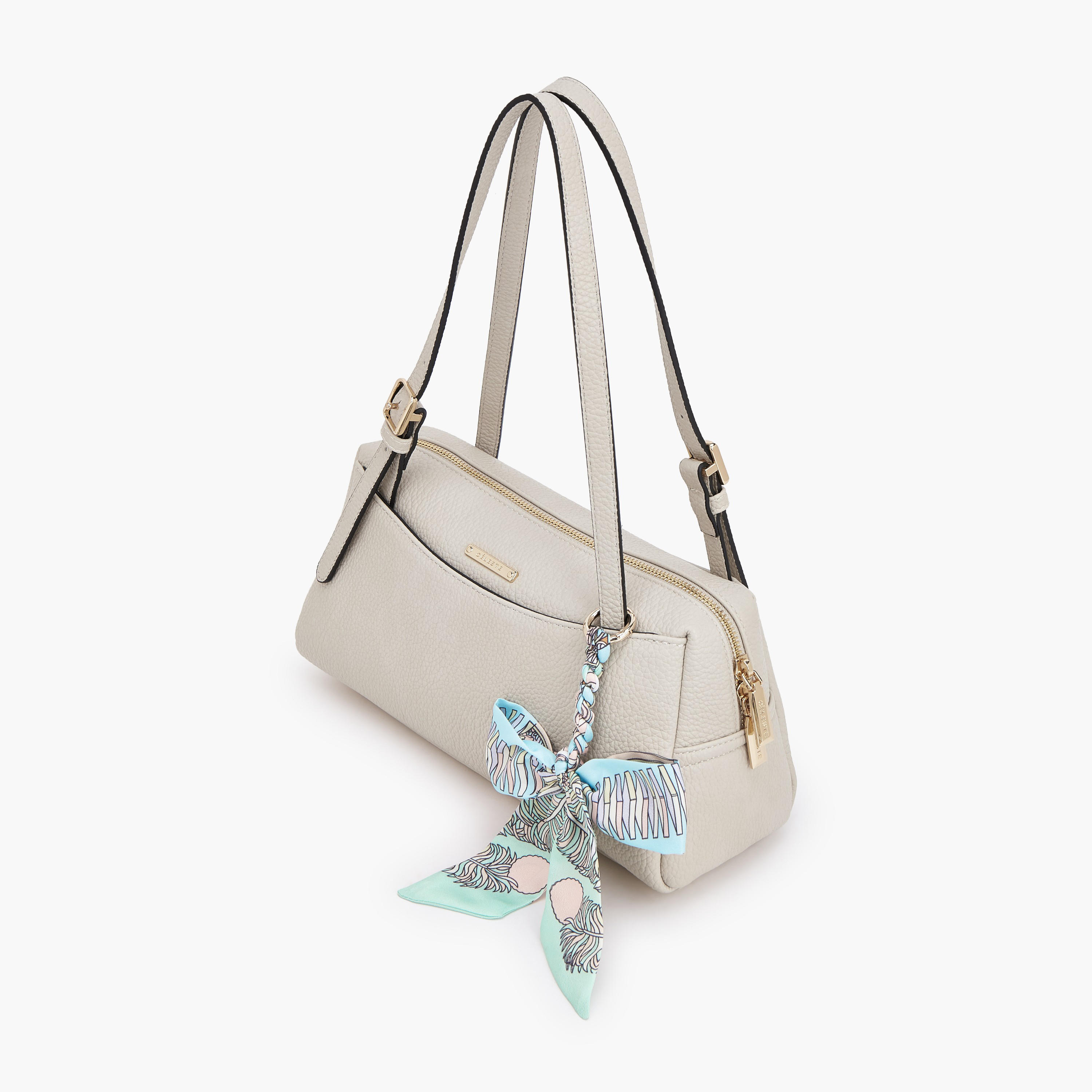 Celeste Textured Shoulder Bag with Scarf Detail-women-bagsandwallets-handbags-image-4