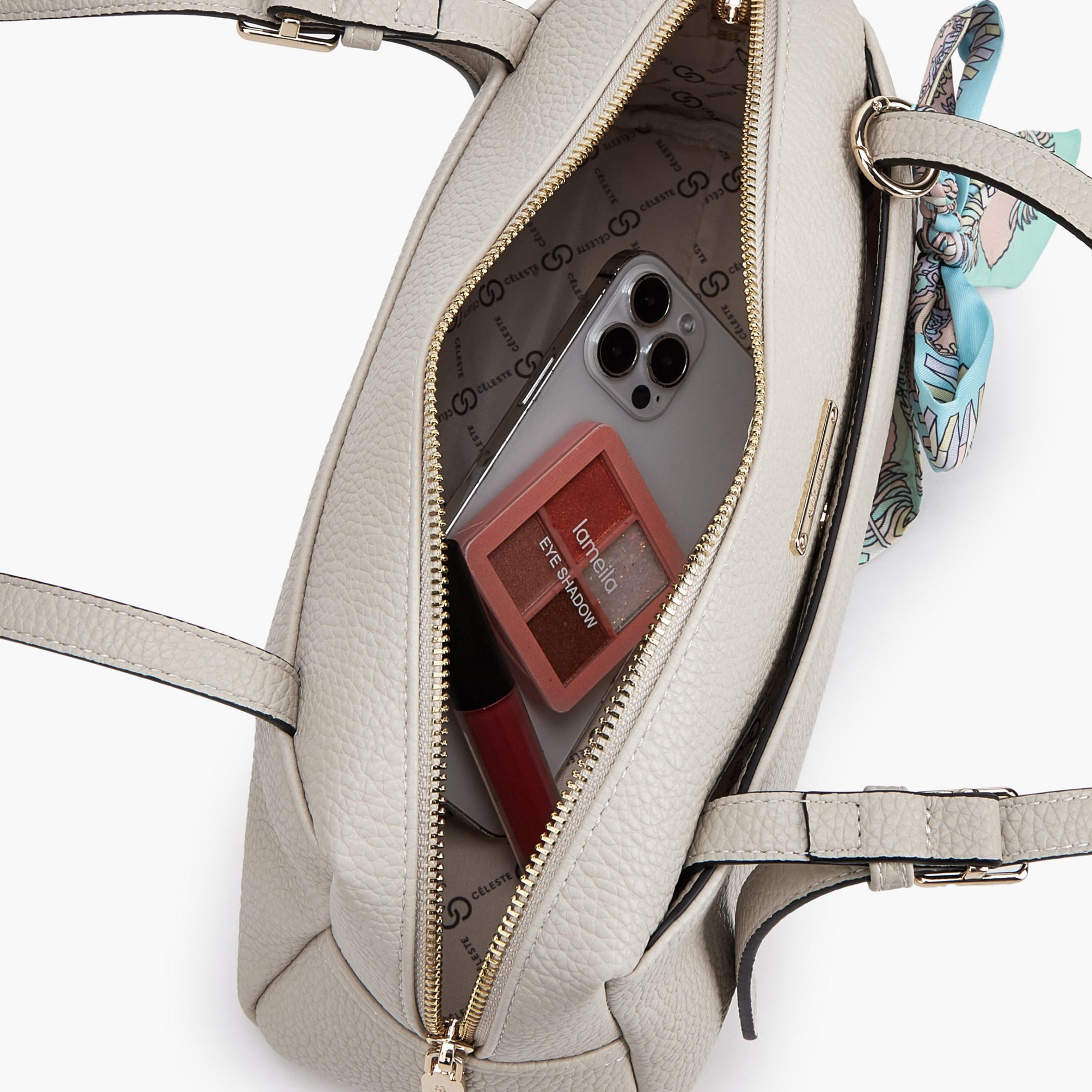 Celeste Textured Shoulder Bag with Scarf Detail-women-bagsandwallets-handbags-image-6