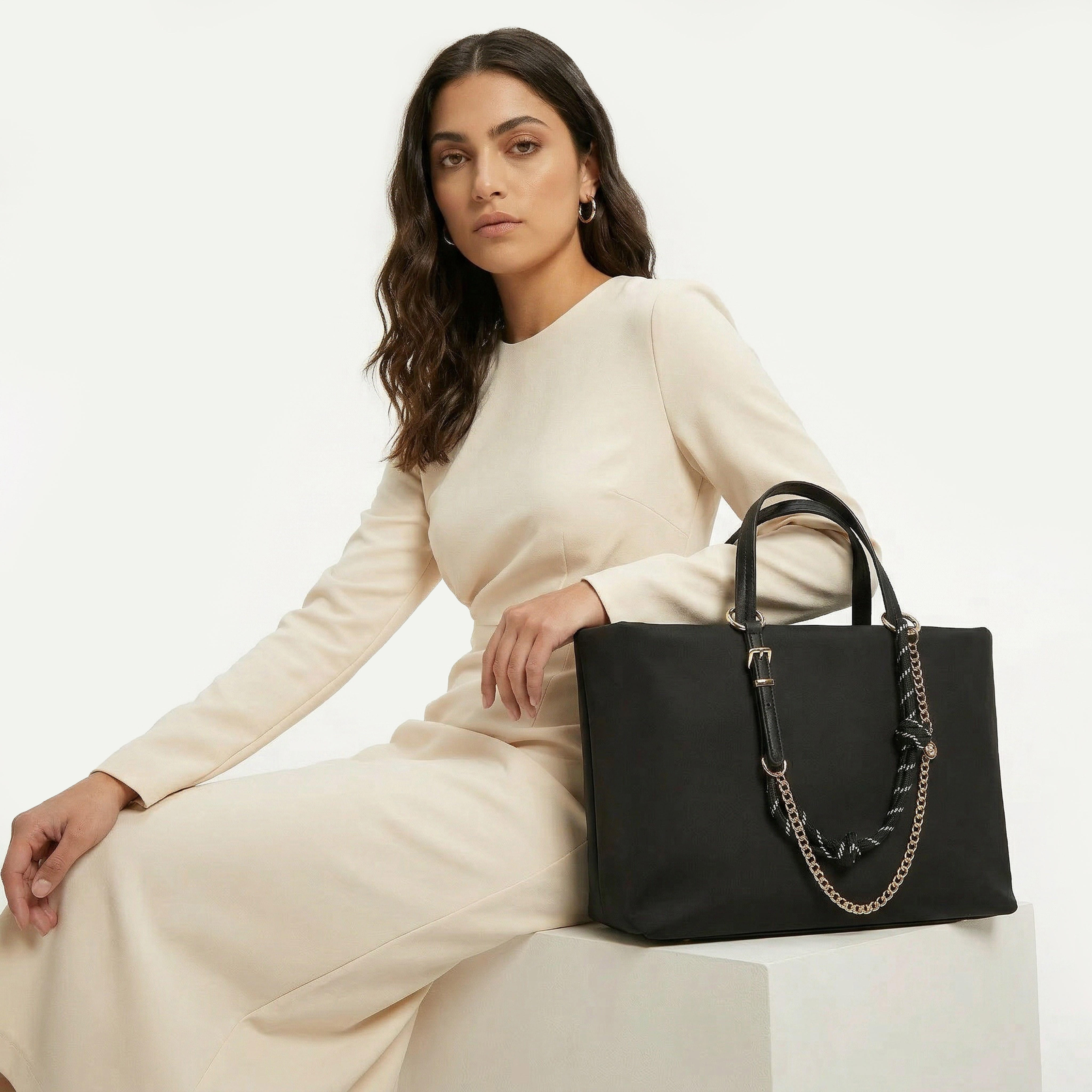Celeste Chain Detail Tote Bag with Double Handle-women-bagsandwallets-handbags-image-2