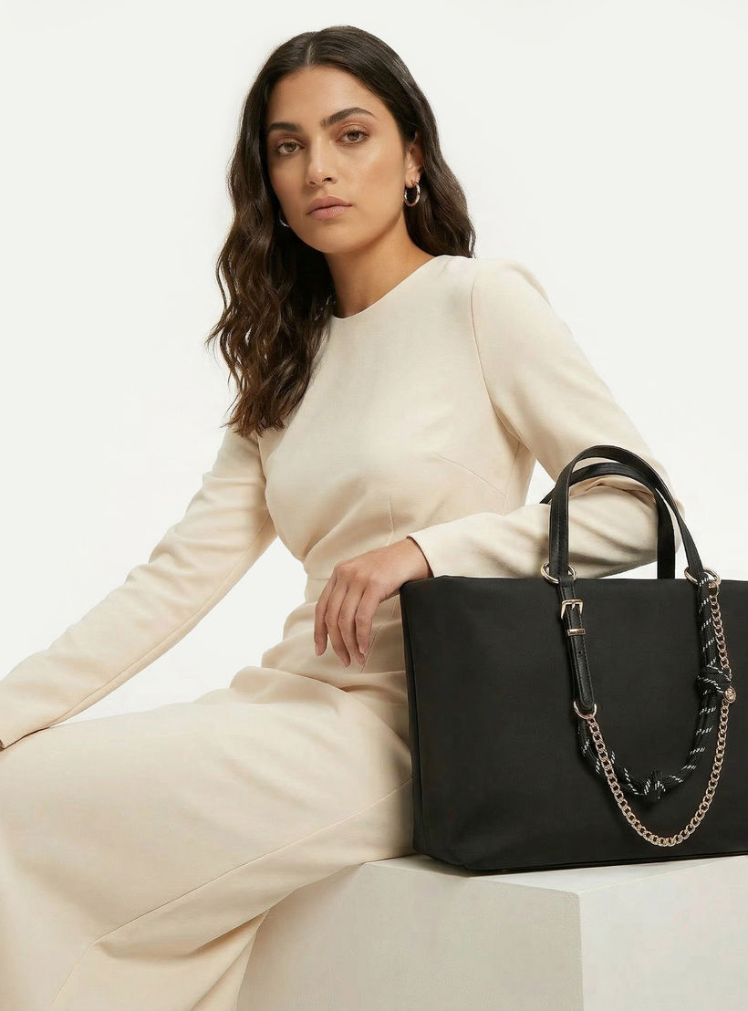 Celeste Chain Detail Tote Bag with Double Handle-women-bagsandwallets-handbags-image-2