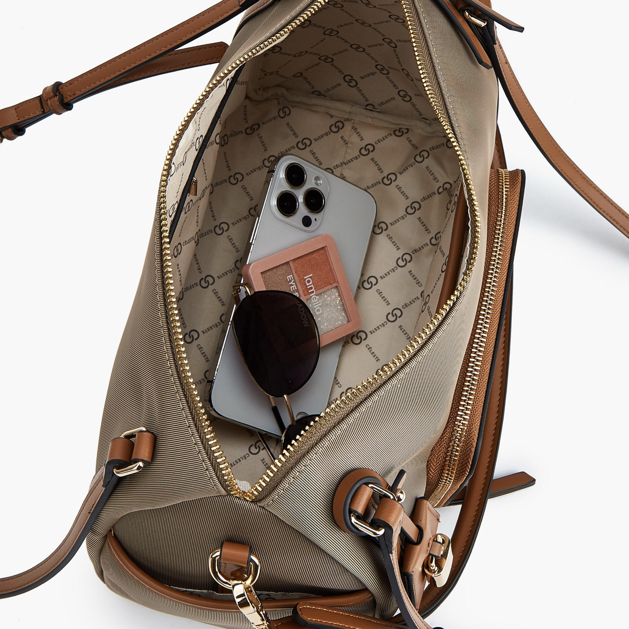 Celeste Monogram Print Shoulder Bag with Double Handle-women-bagsandwallets-handbags-image-7