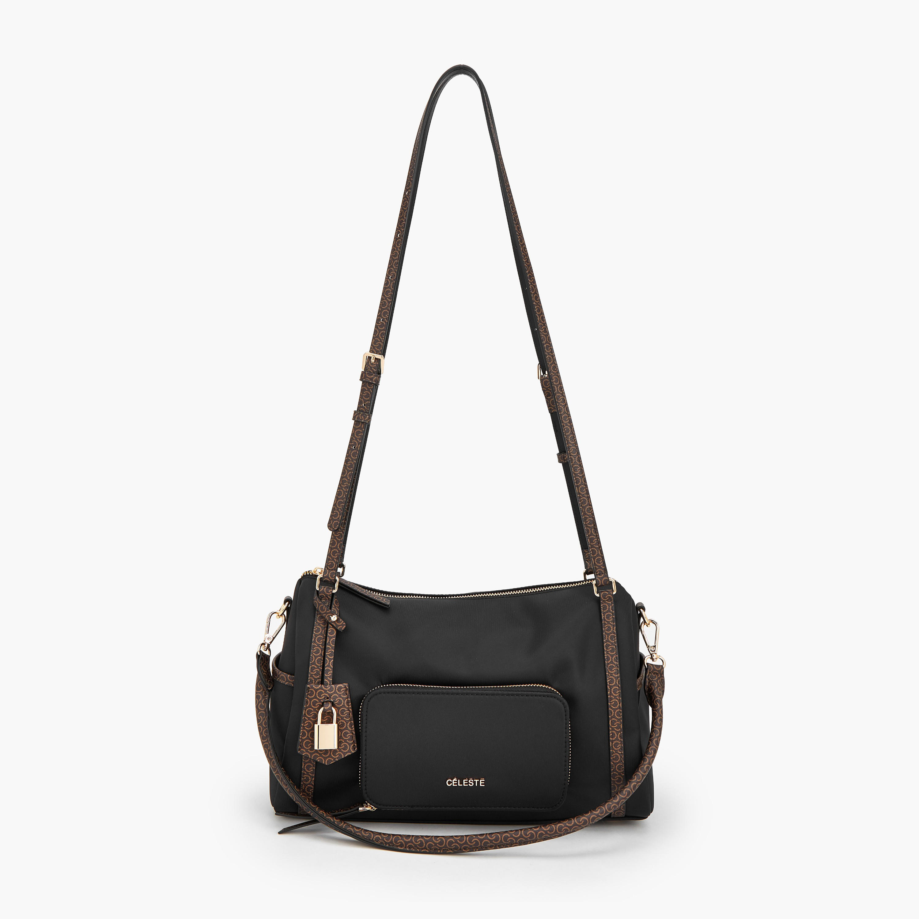 Celeste Monogram Print Shoulder Bag with Double Handle-women-bagsandwallets-handbags-image-1