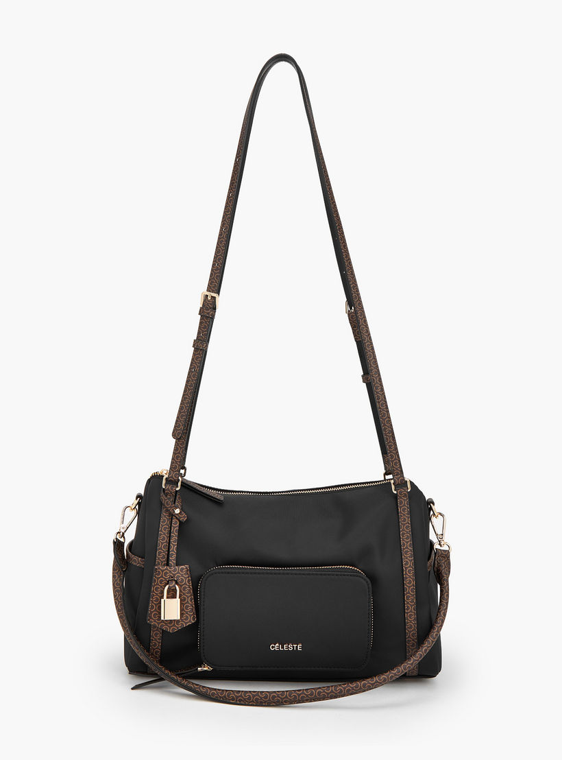 شنطة كتف بطبعات مونوجرام ومقبض مزدوج من سيليست-women-bagsandwallets-handbags-image-1