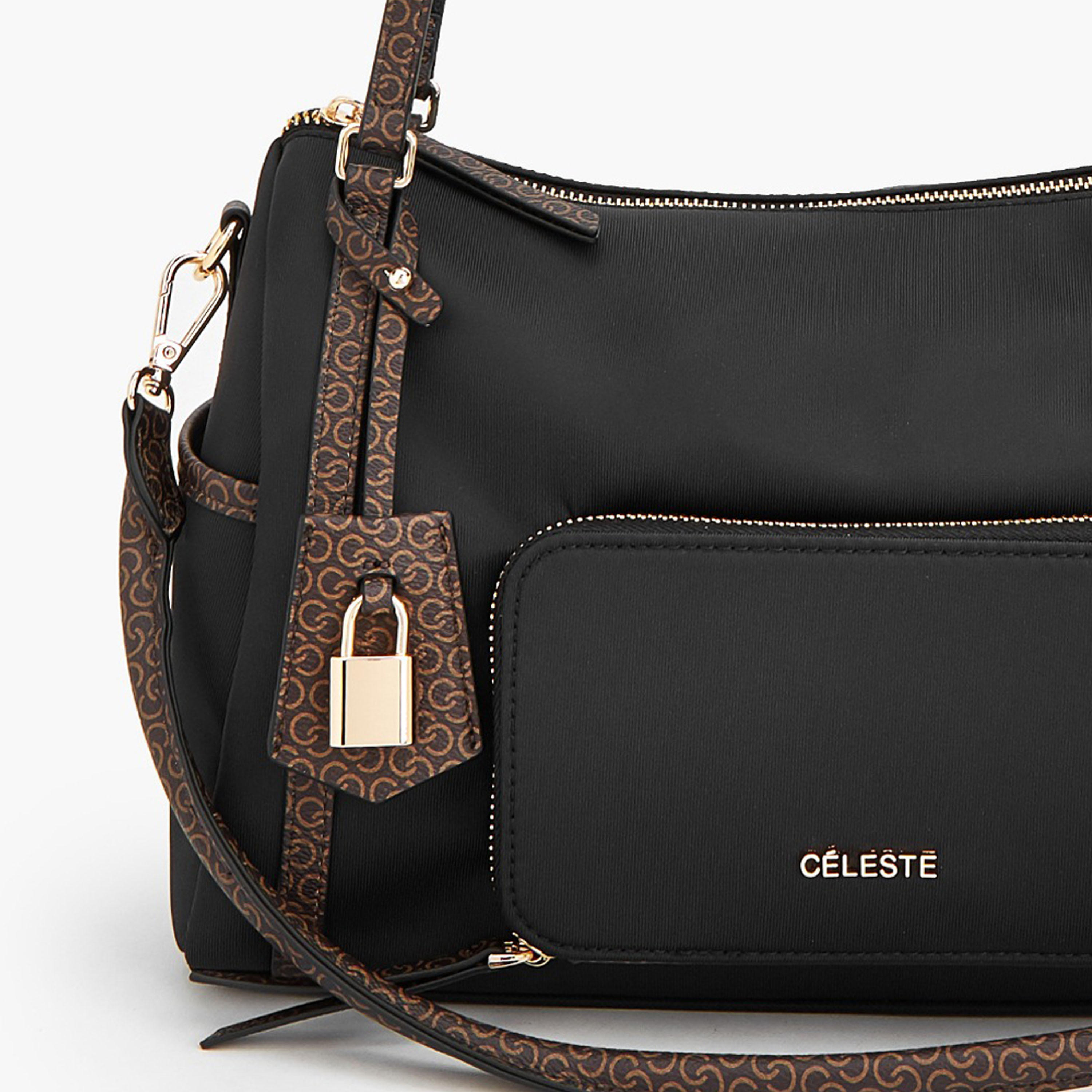 Celeste Monogram Print Shoulder Bag with Double Handle-women-bagsandwallets-handbags-image-8