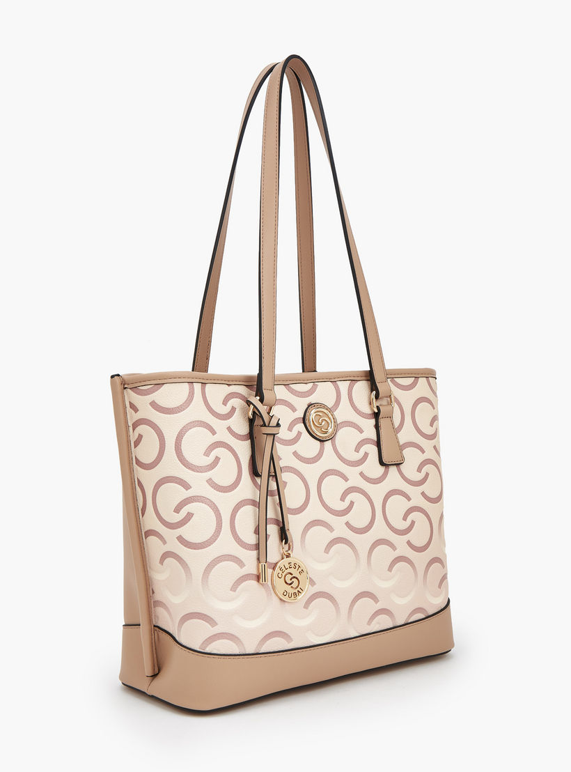 شنطة توتي بطبعات مونوجرام ومقبض مزدوج من سيليست-women-bagsandwallets-handbags-image-7