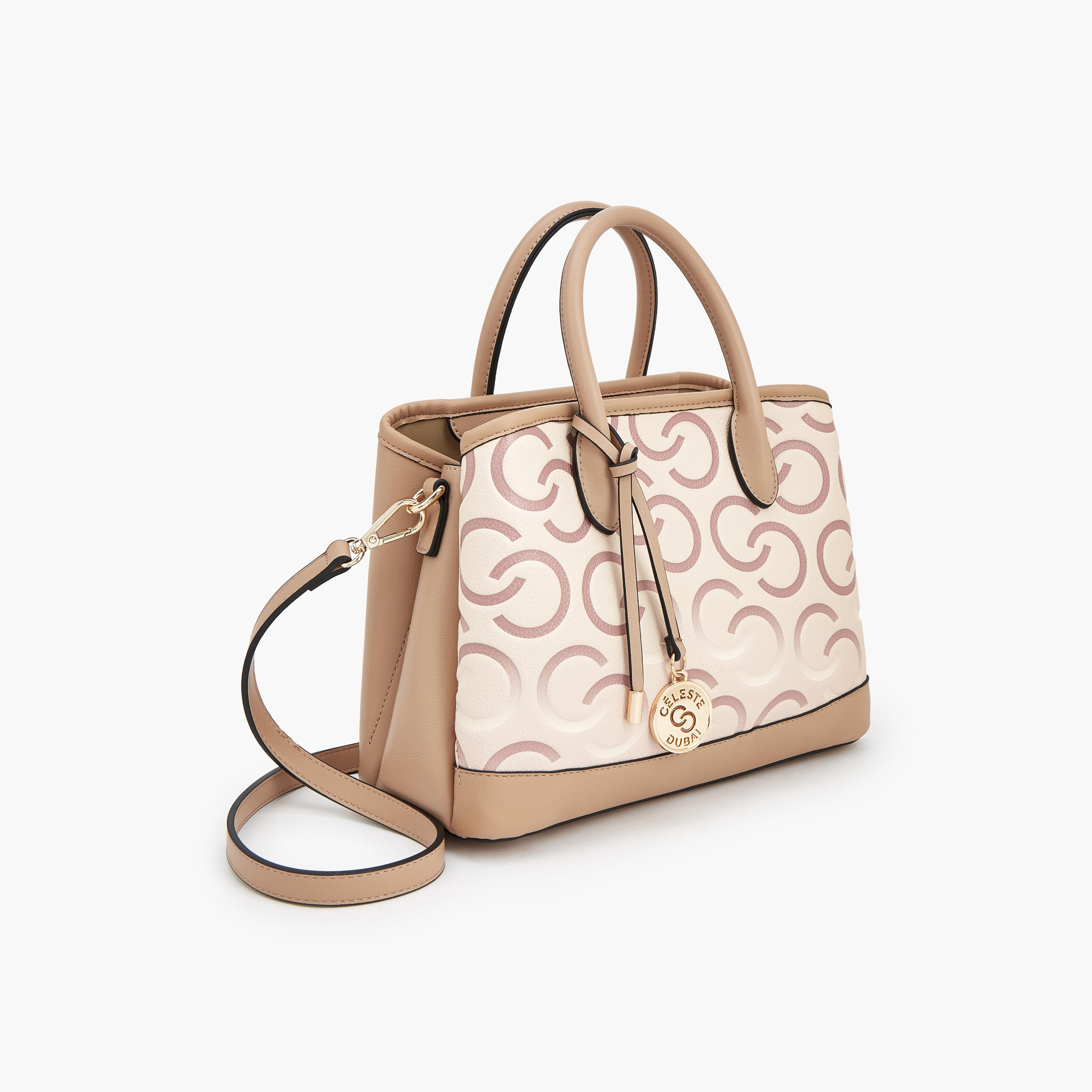 Celeste Monogram Print Tote Bag with Double Handle-women-bagsandwallets-handbags-image-4