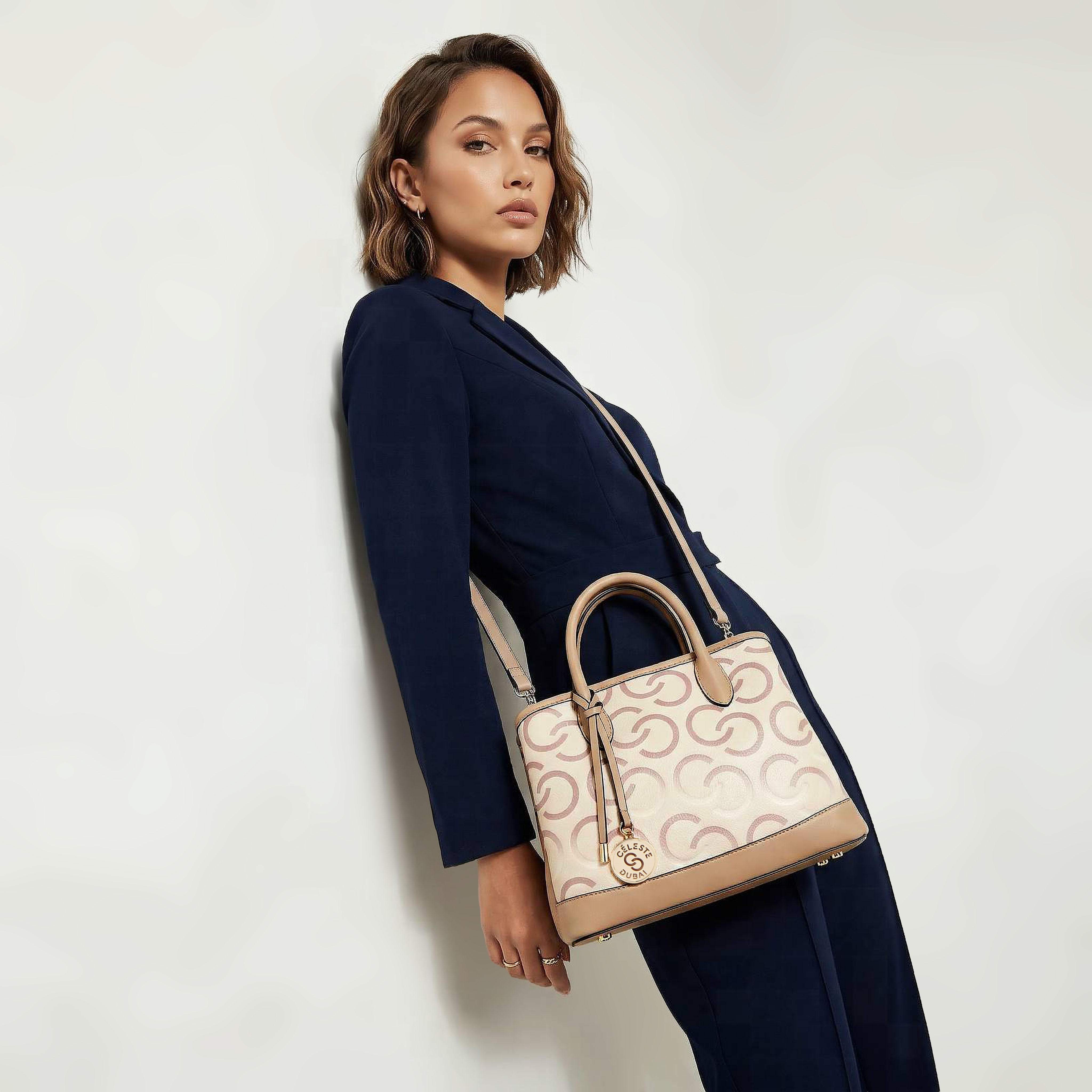 Celeste Monogram Print Tote Bag with Double Handle-women-bagsandwallets-handbags-image-2