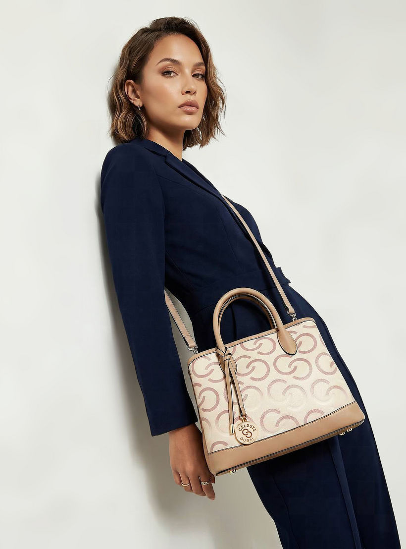 Celeste Monogram Print Tote Bag with Double Handle-women-bagsandwallets-handbags-image-2