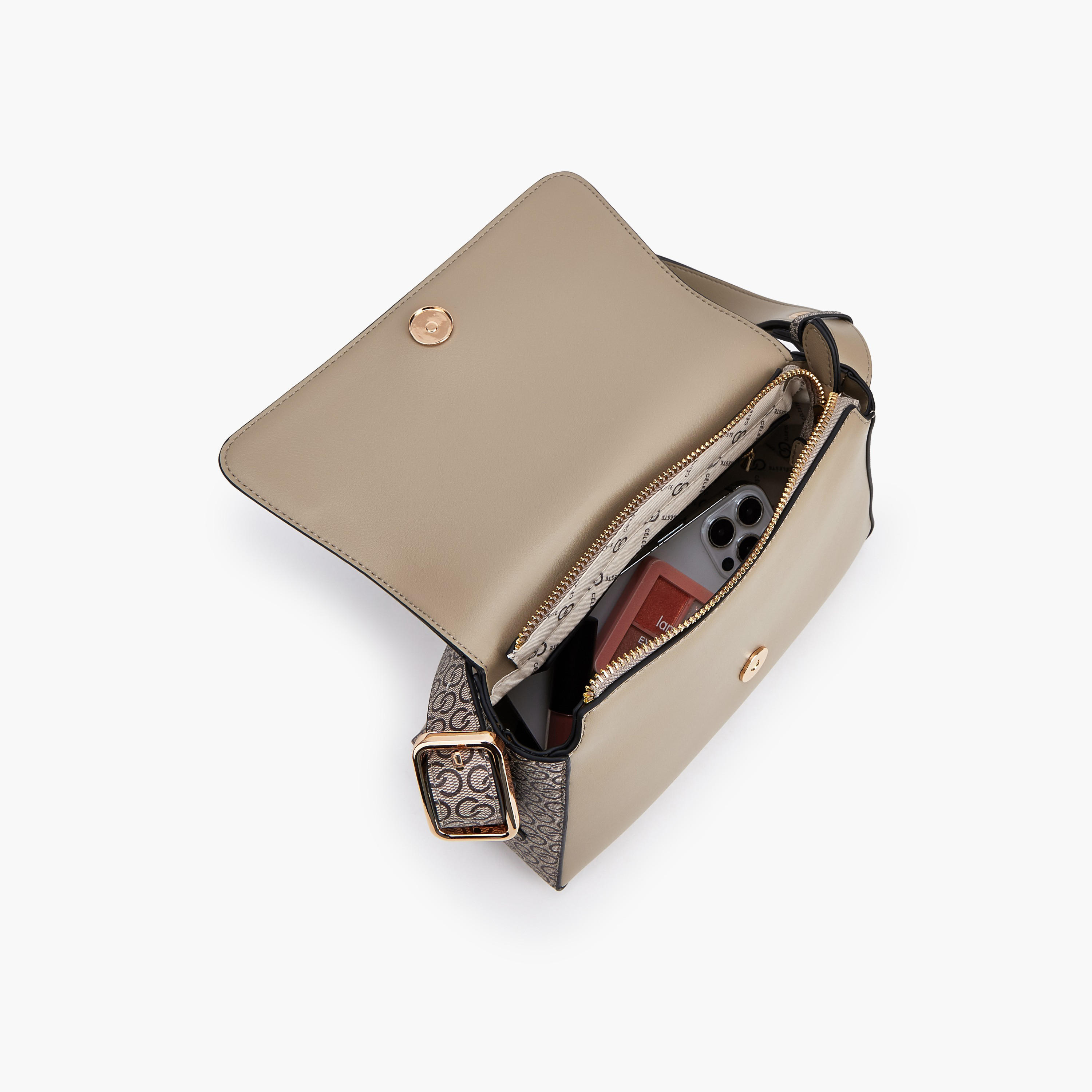 Celeste Textured Panel Shoulder Bag with Button Closure-women-bagsandwallets-handbags-image-7