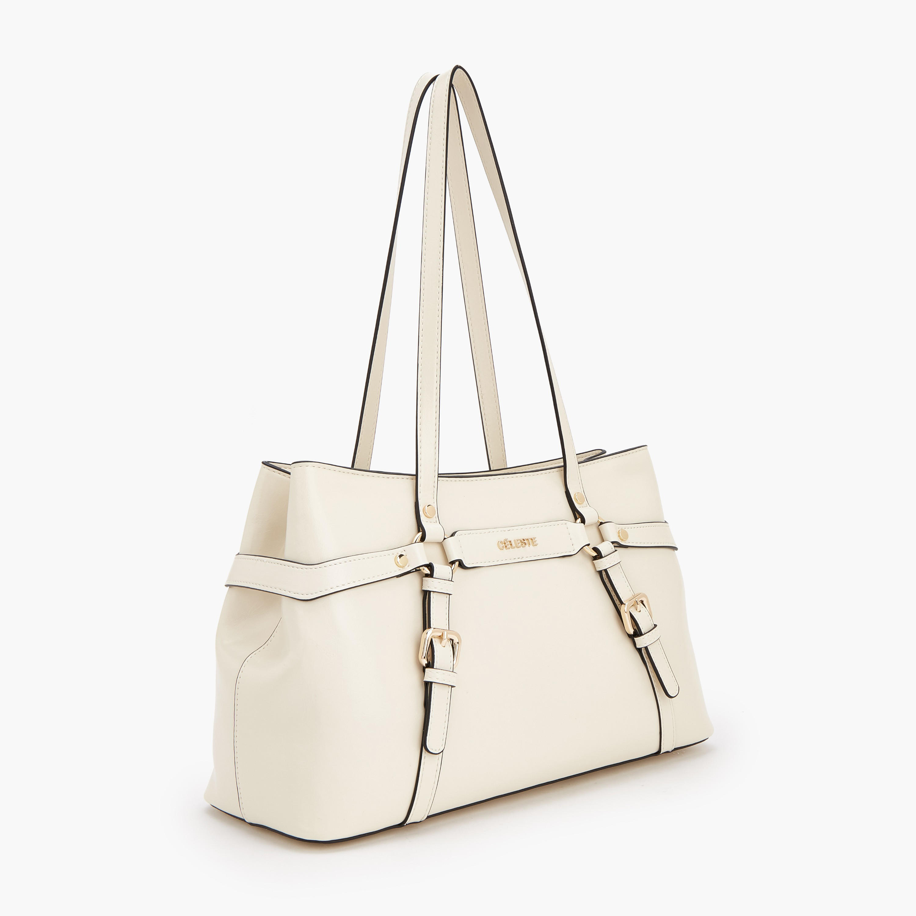Celeste Buckle Accent Tote Bag with Double Handle-women-bagsandwallets-handbags-image-2