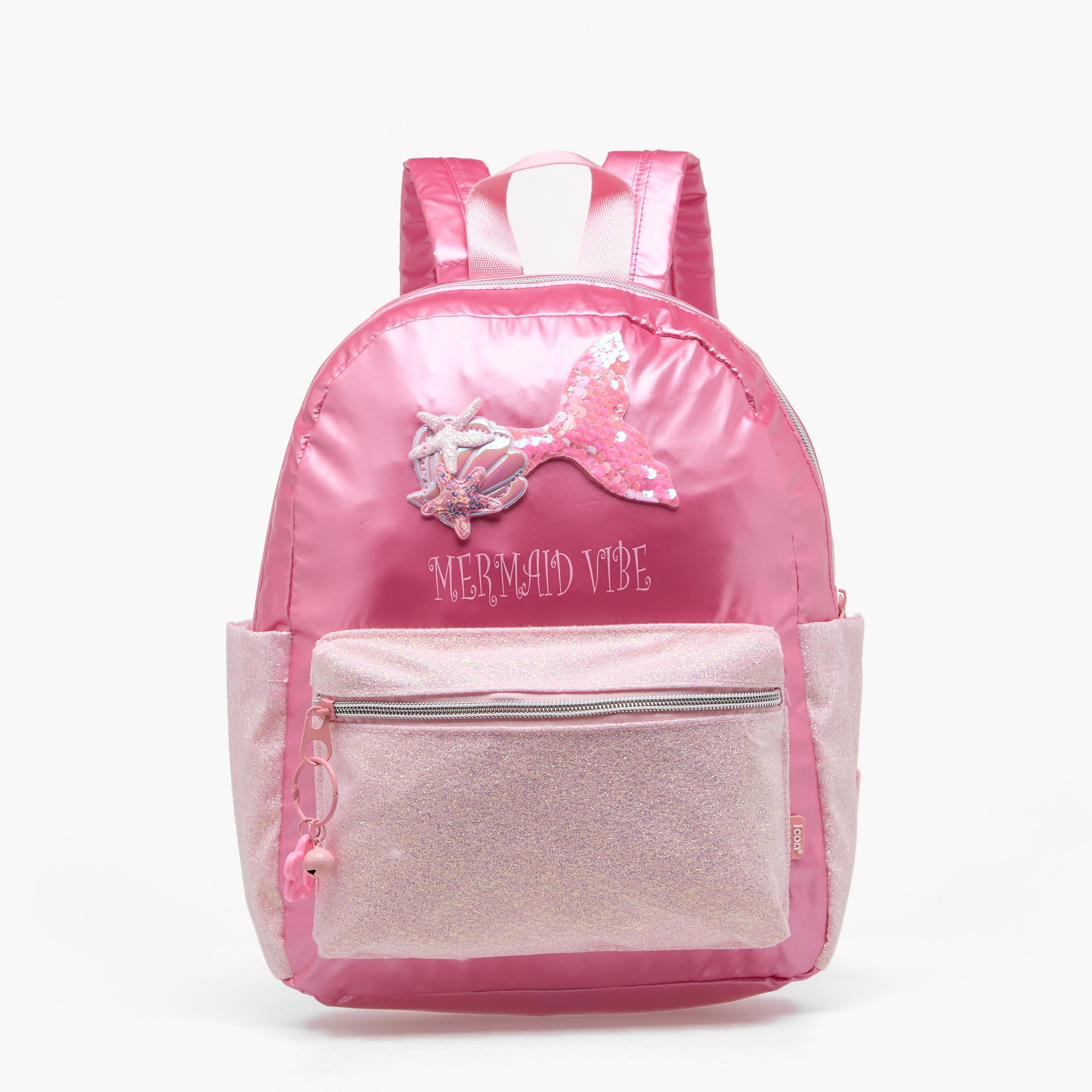 شنطة ظهر للبنات 5-8 سنوات بأحزمة كتف مبطنة وزينة حورية من آيكون - 13 بوصة-school-bagsandbackpacks-backpacks-image-1