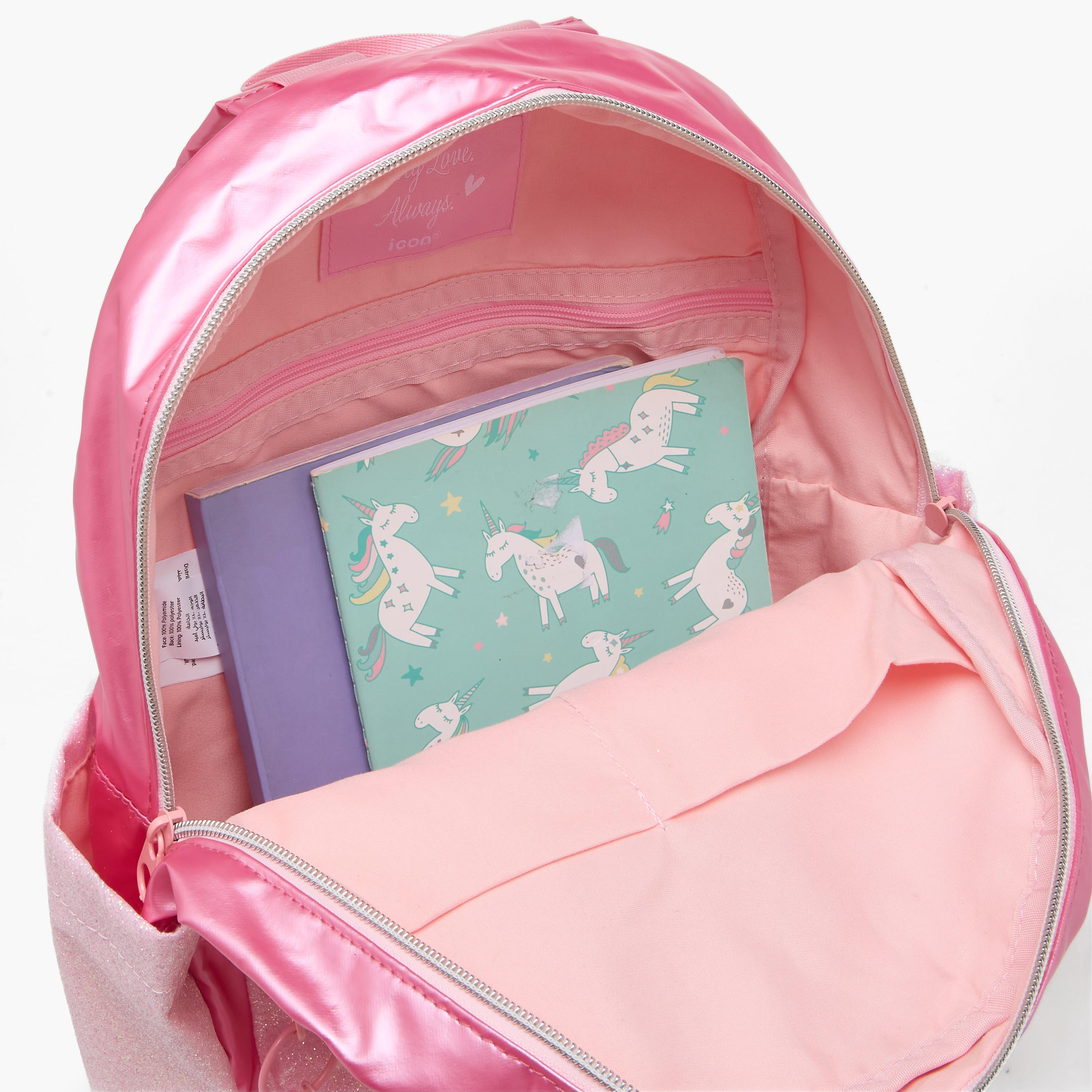 شنطة ظهر للبنات 5-8 سنوات بأحزمة كتف مبطنة وزينة حورية من آيكون - 13 بوصة-school-bagsandbackpacks-backpacks-image-4