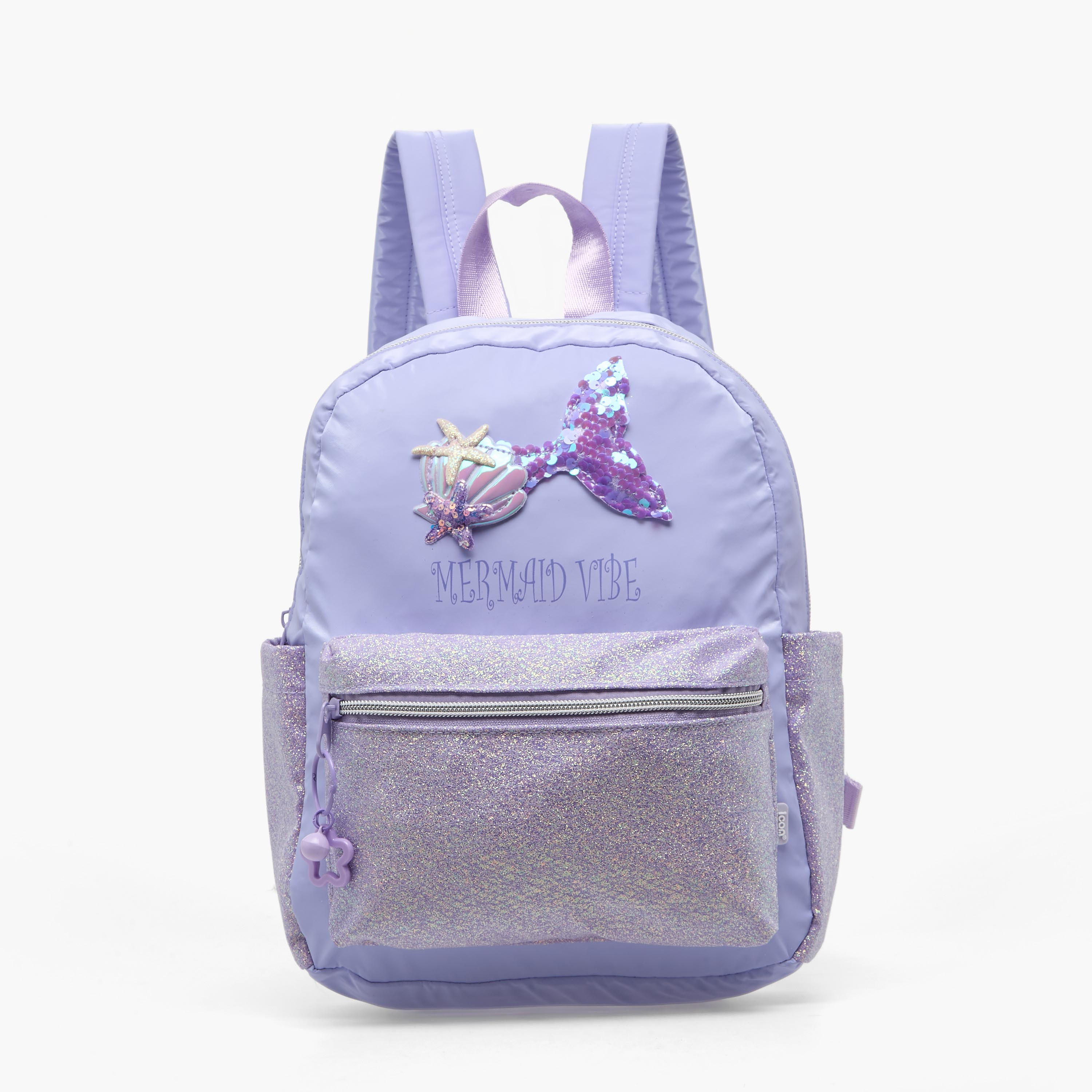 icon Mermaid Accent Backpack for Girls 5-8 Years with Padded Shoulder Straps - 13 inches-school-bagsandbackpacks-backpacks-image-1