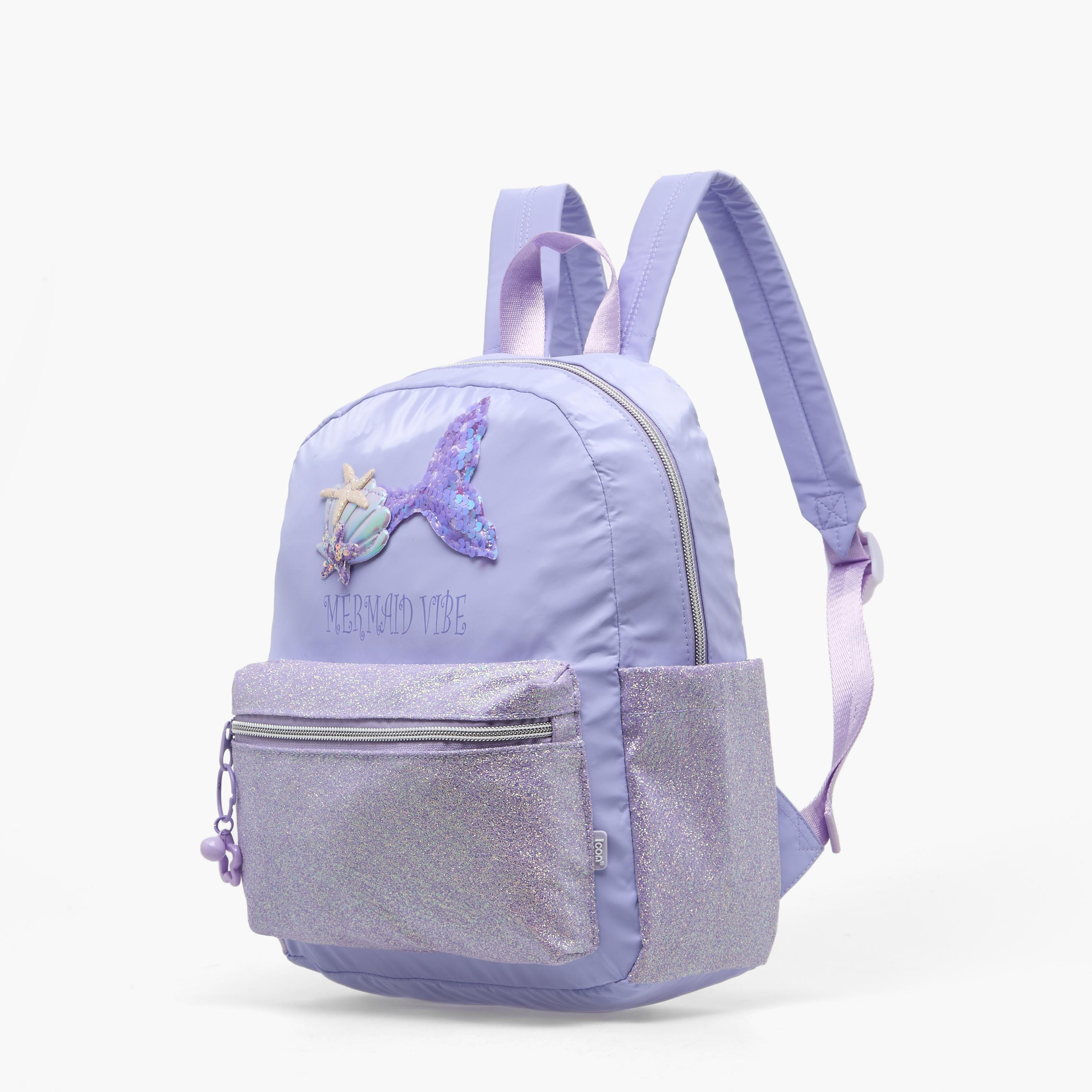 icon Mermaid Accent Backpack for Girls 5-8 Years with Padded Shoulder Straps - 13 inches-school-bagsandbackpacks-backpacks-image-5
