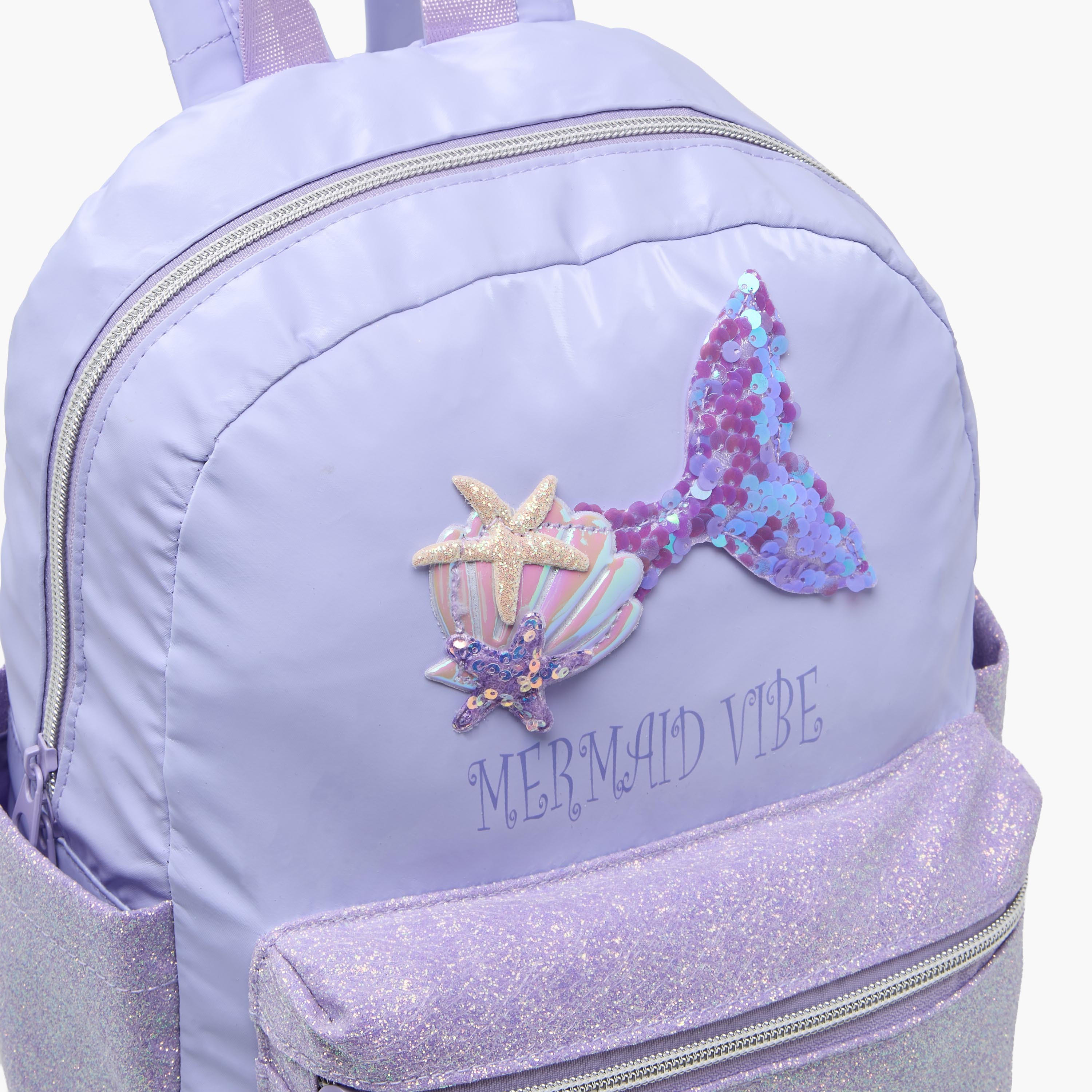 icon Mermaid Accent Backpack for Girls 5-8 Years with Padded Shoulder Straps - 13 inches-school-bagsandbackpacks-backpacks-image-2