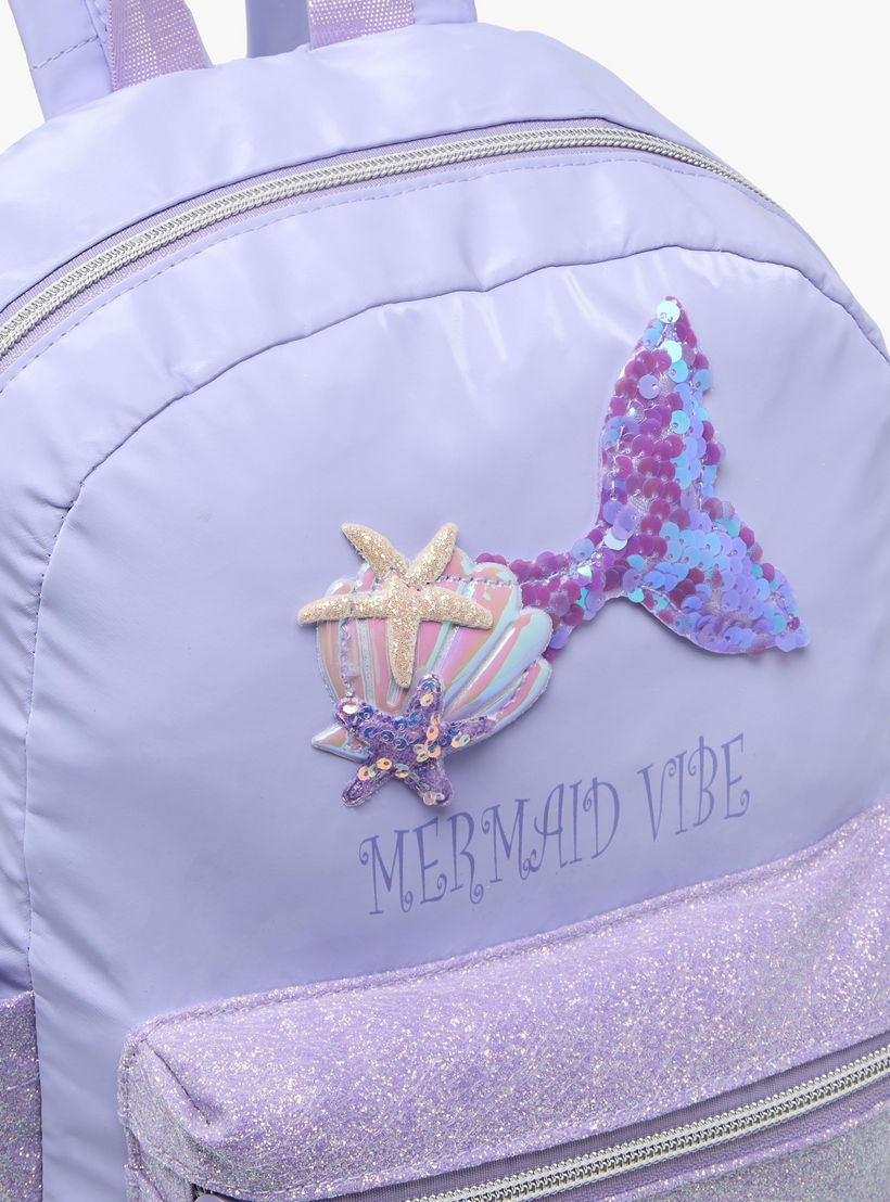 icon Mermaid Accent Backpack for Girls 5-8 Years with Padded Shoulder Straps - 13 inches-school-bagsandbackpacks-backpacks-image-2