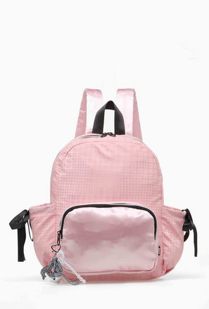 icon Checked Backpack for Girls with Padded Shoulder Straps-school-image-1